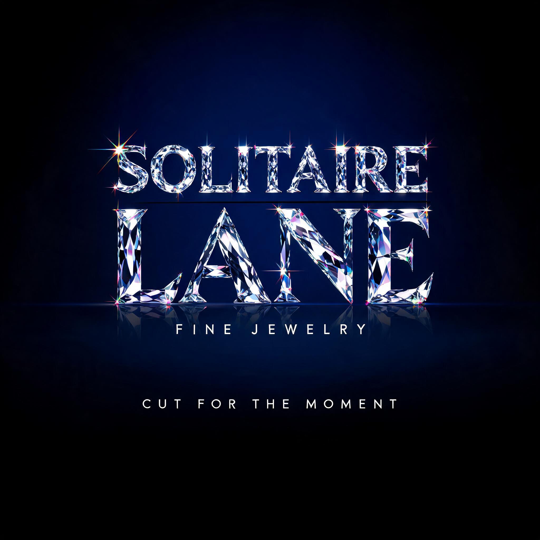 "SOLITAIRE
LANE
FINE JEWELRY
CUT FOR THE MOMENT" — Glass Crystal | AI Text Effect Generator