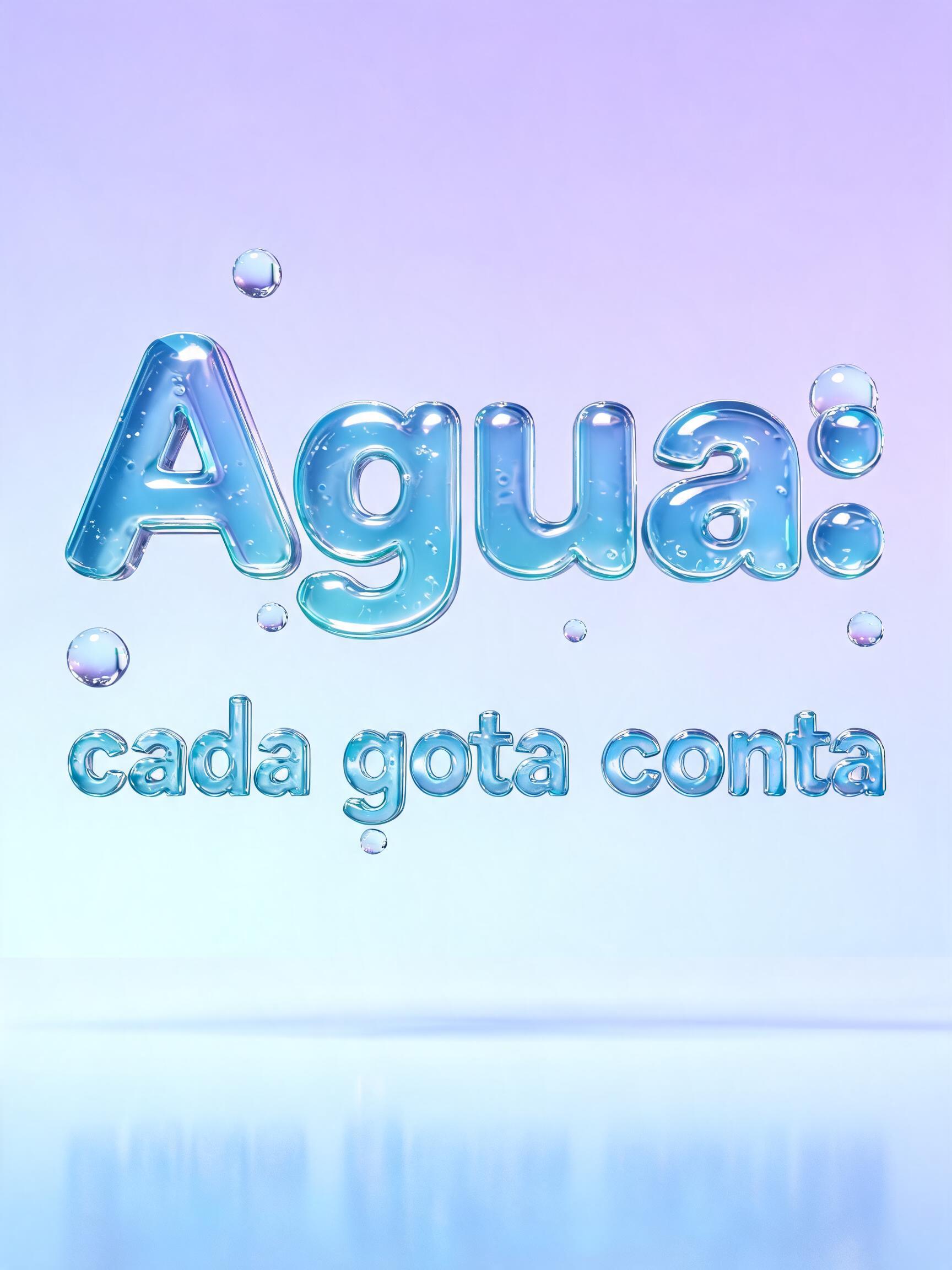 "Agua: cada gota conta" — Glass Liquid | AI Text Effect Generator