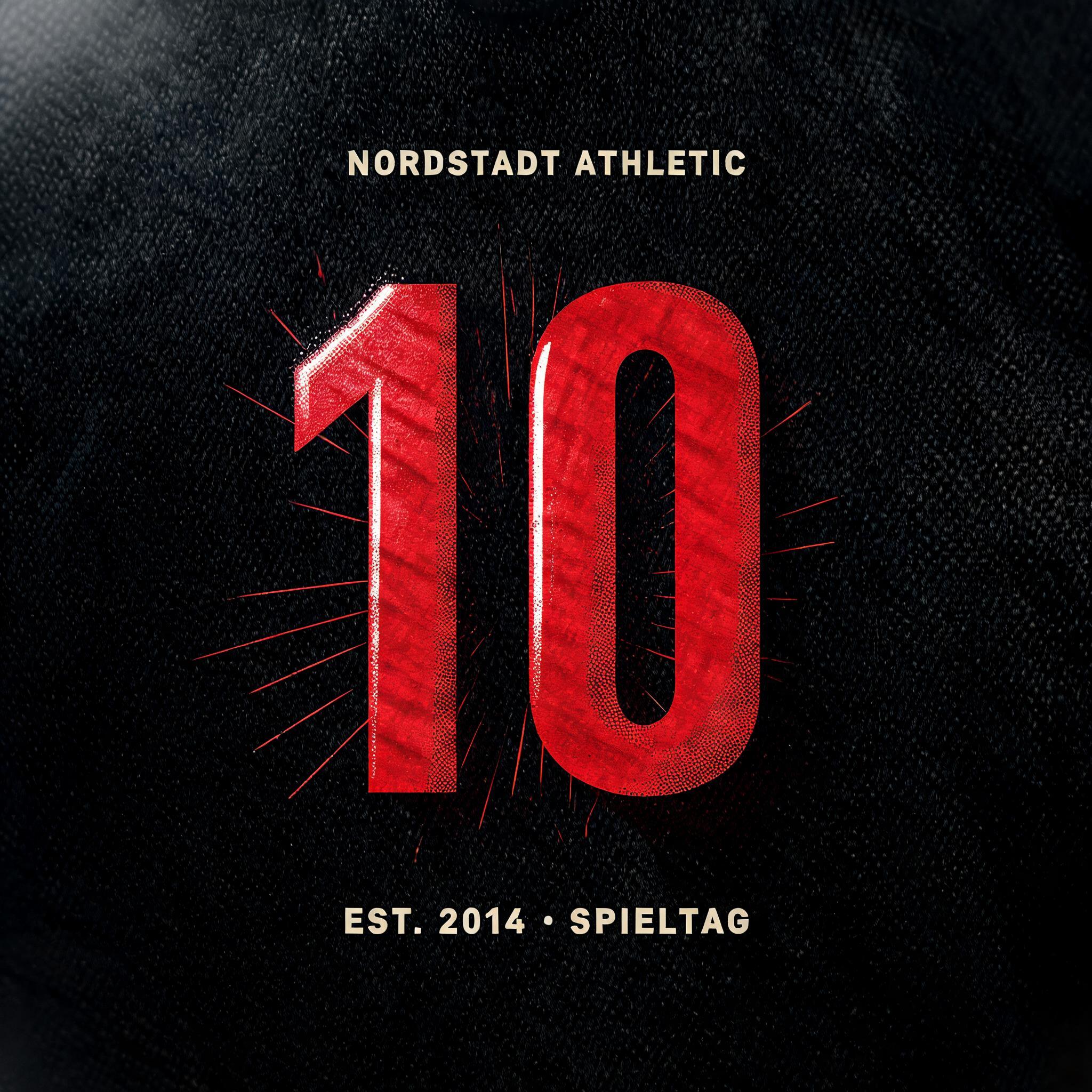 "10
NORDSTADT ATHLETIC
EST. 2014 · SPIELTAG" — Sports text effect