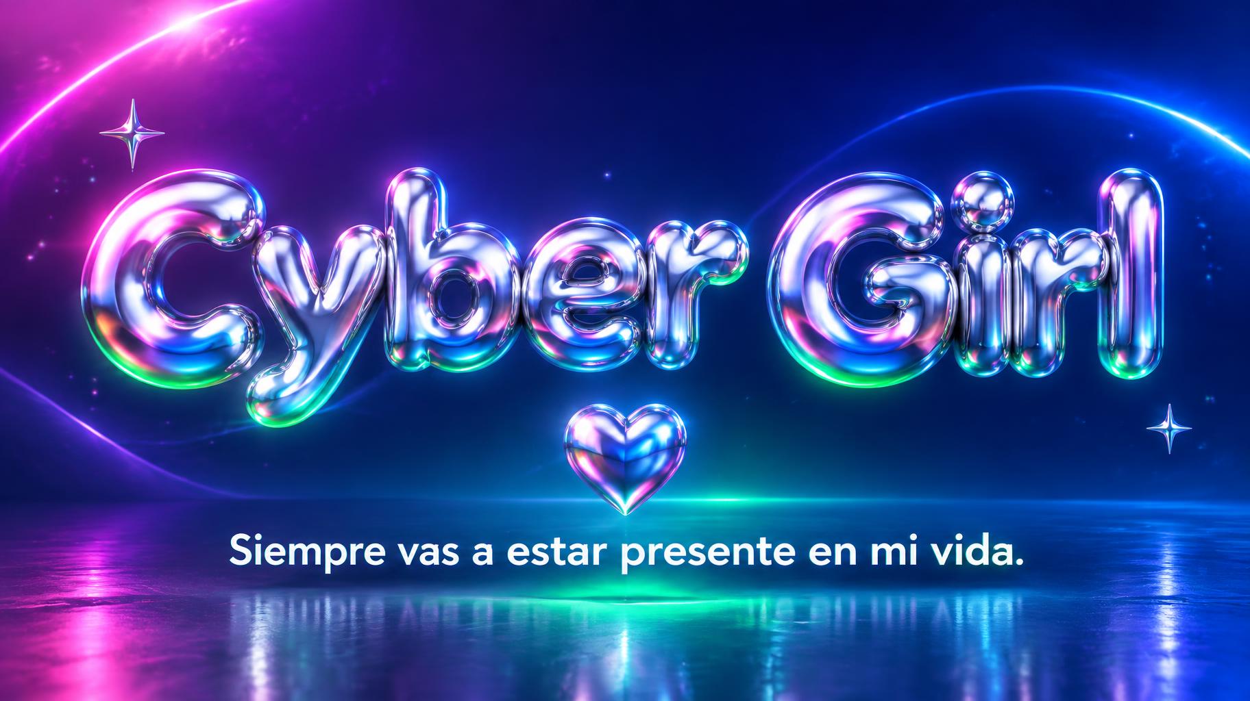 "Cyber Girl
Siempre vas a estar presente en mi vida." — Y2k text effect