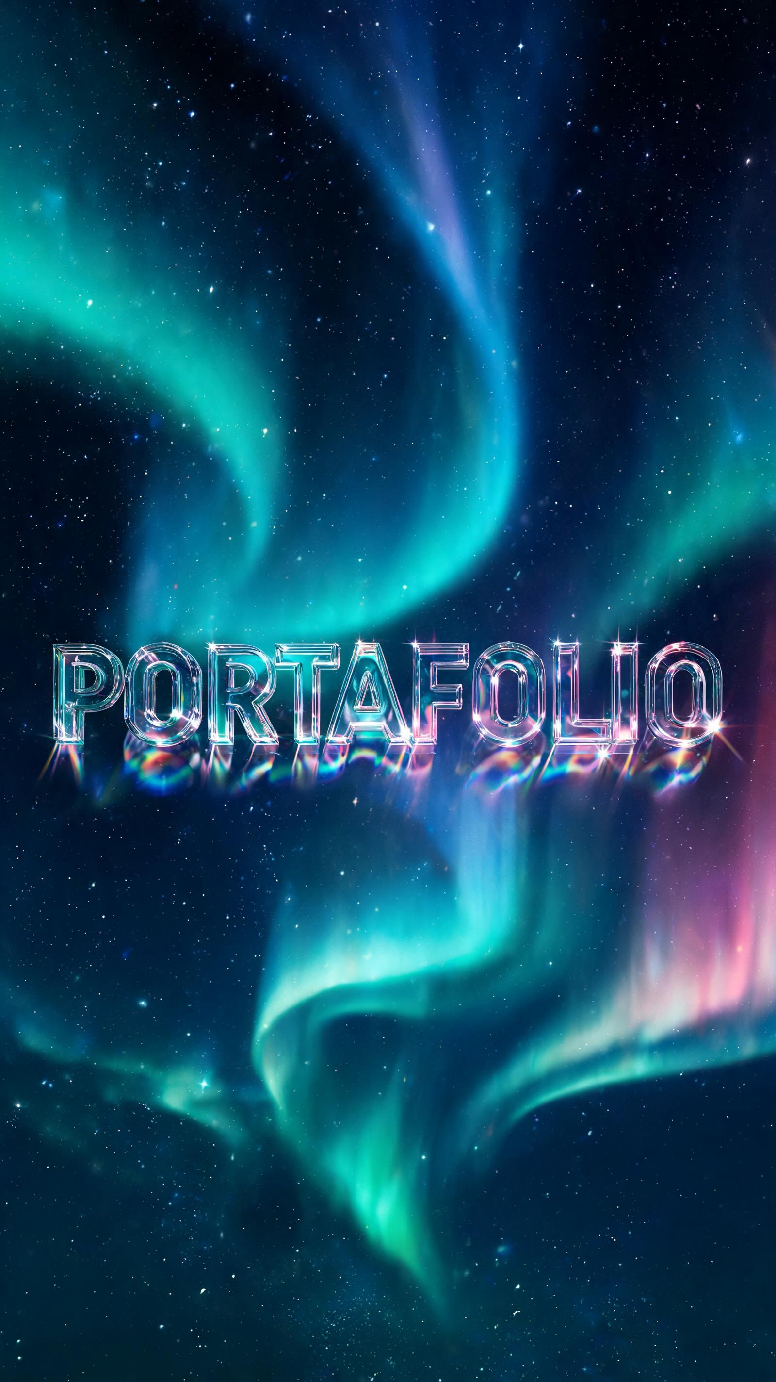 "PORTAFOLIO" — Glass text effect