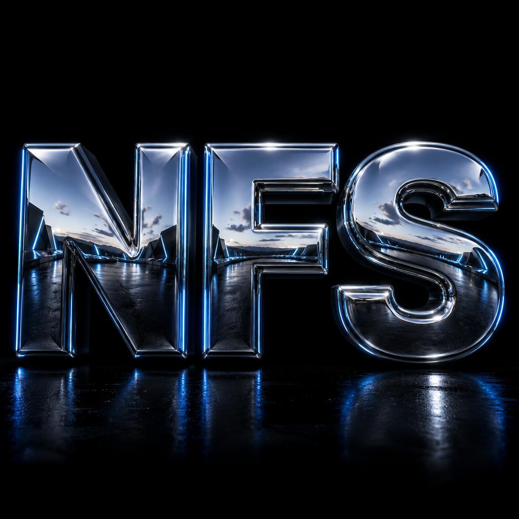 "NFS" — Chrome Metal 3d | AI Text Effect Generator