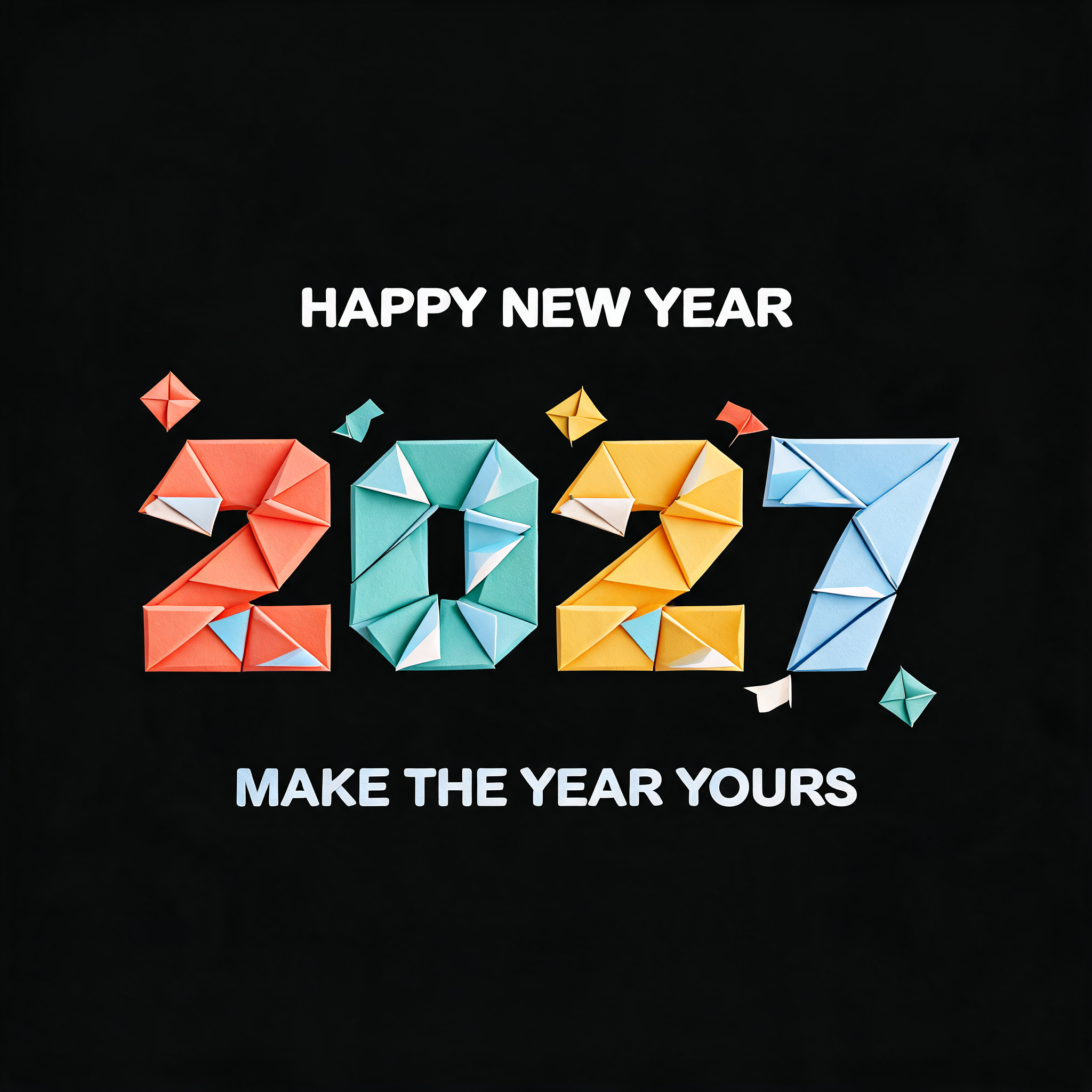"2027" — Origami text effect