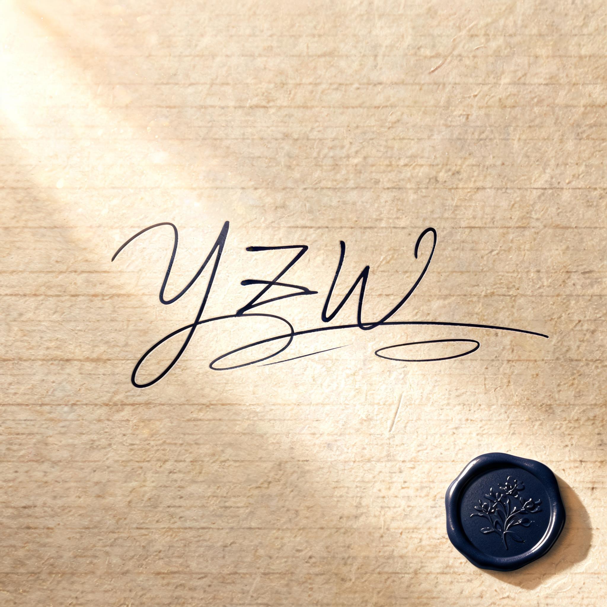 "YZW" — Handwritten Script | AI Text Effect Generator