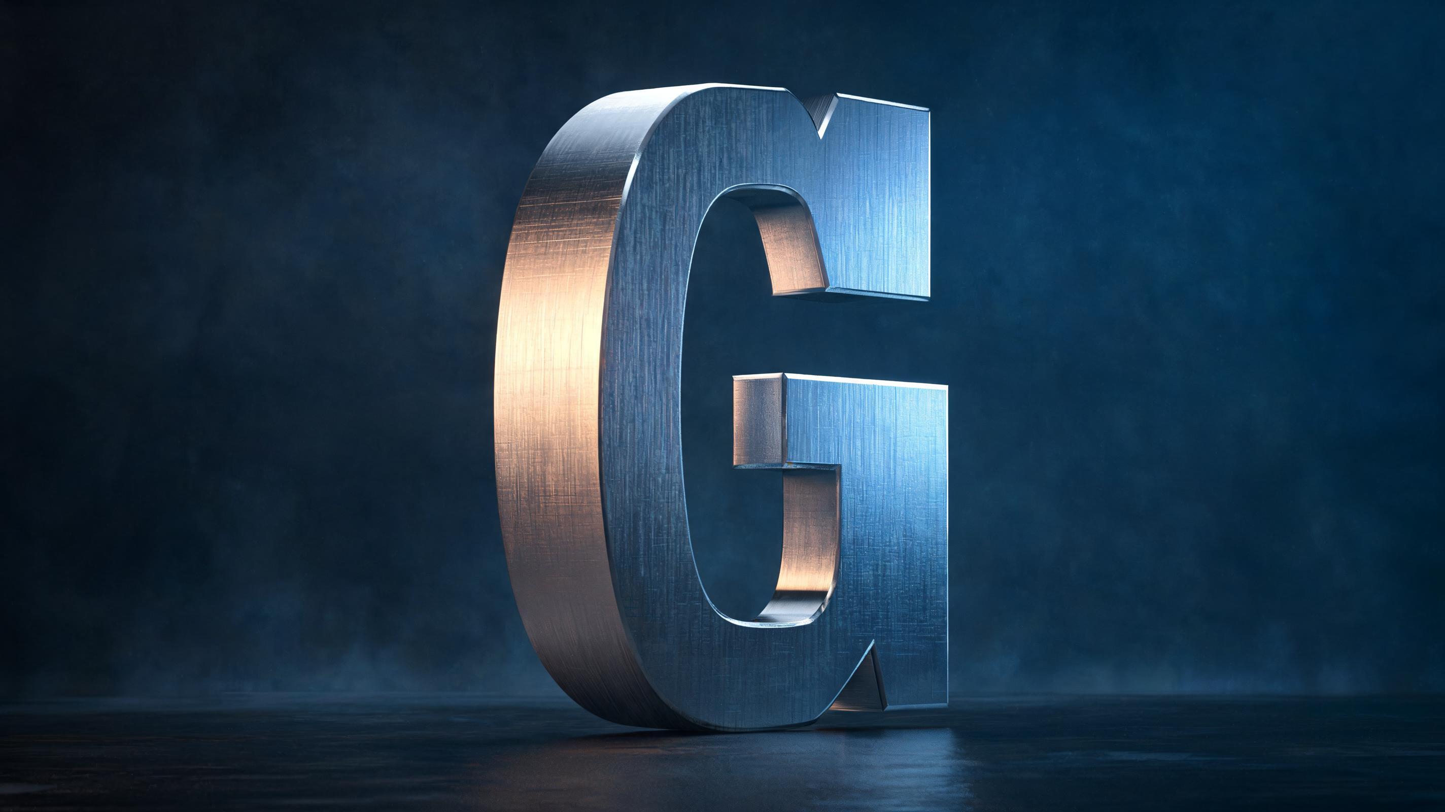 "G" — Metallic | AI Text Effect Generator