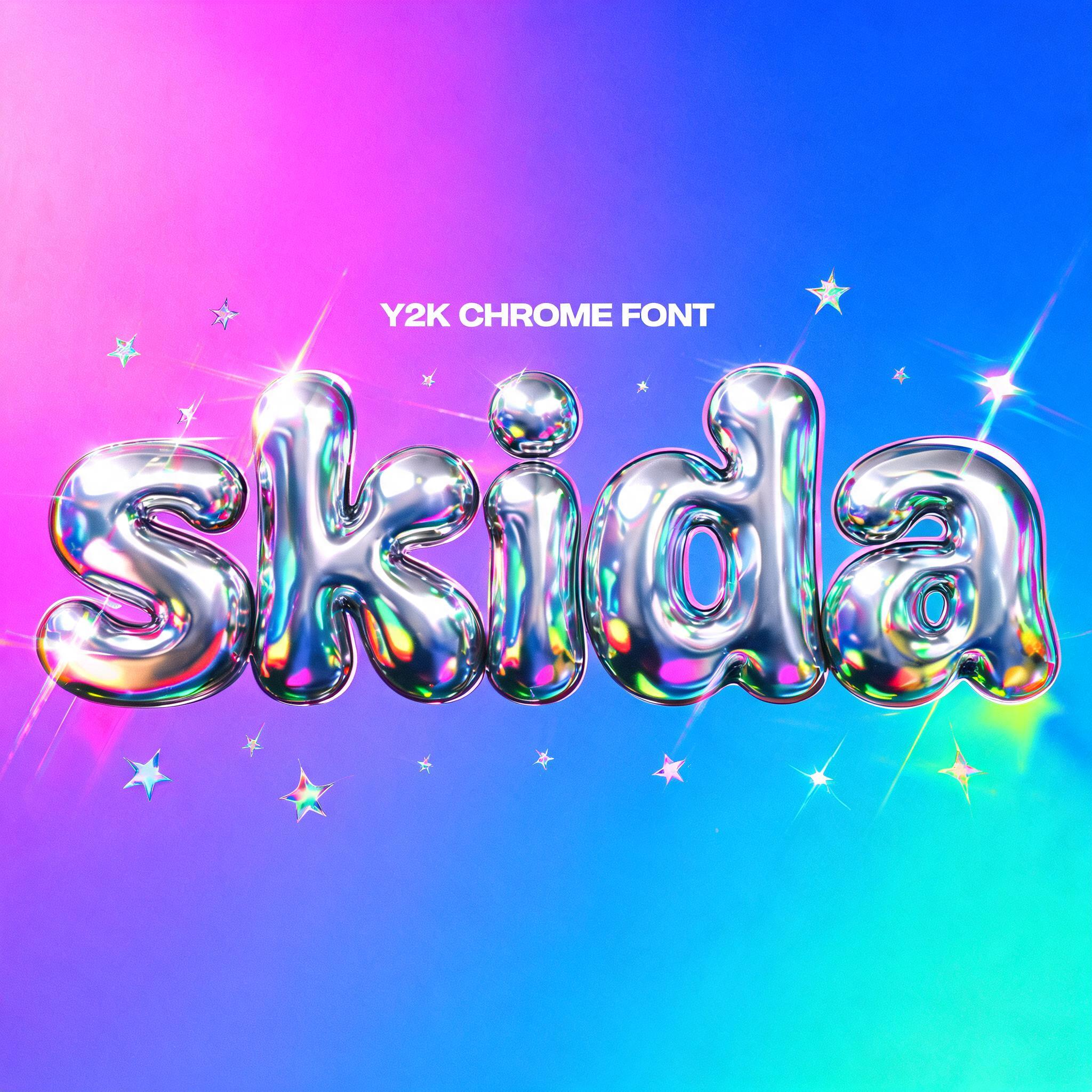 "skida" — Y2k Chrome | AI Text Effect Generator