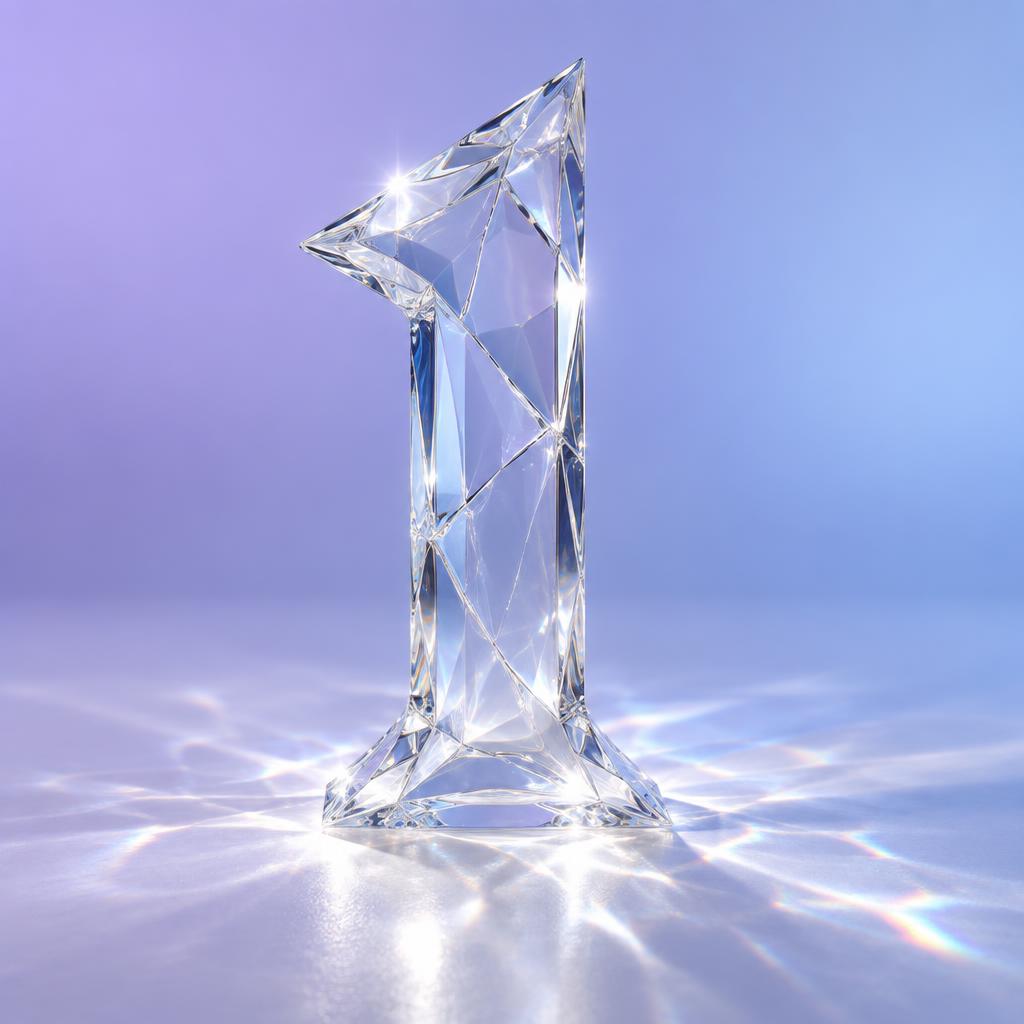 "1" — Glass | AI Text Effect Generator