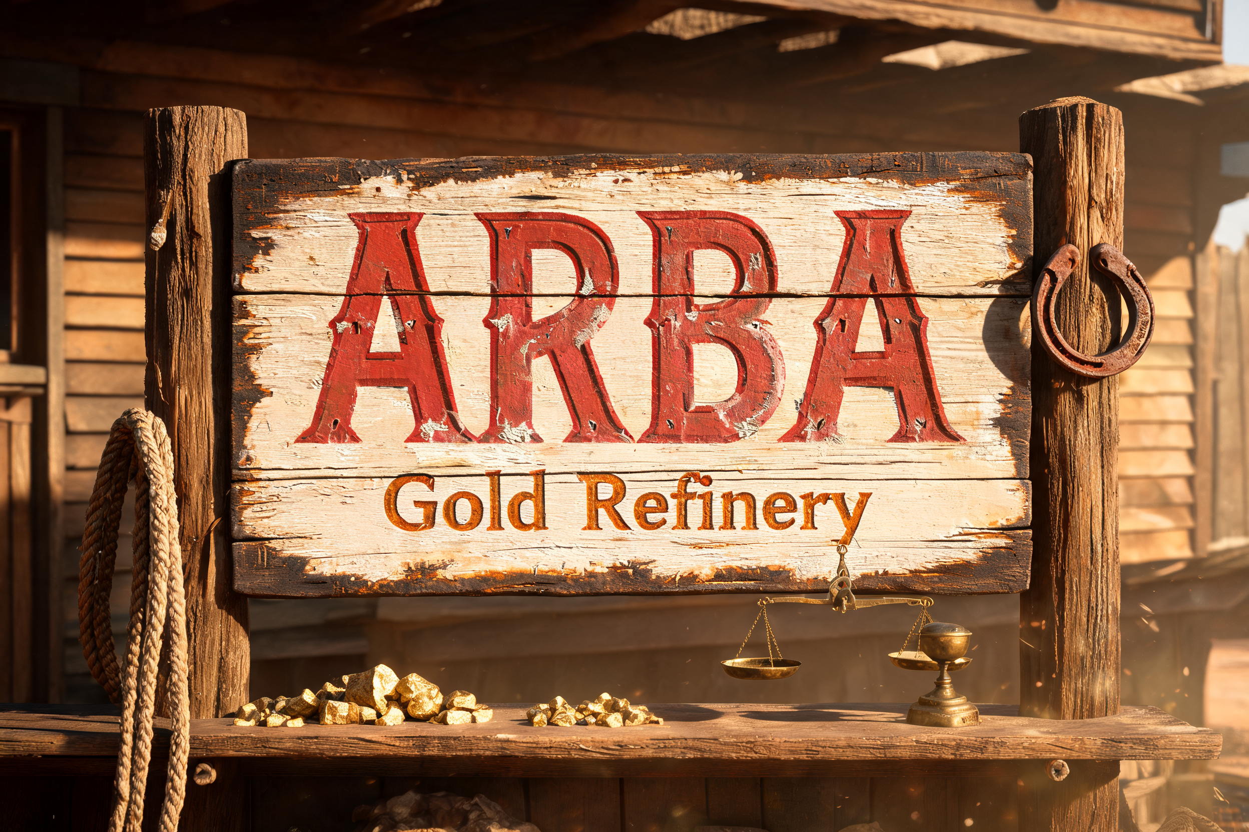 "ARBA Gold Refinery" — Western text effect