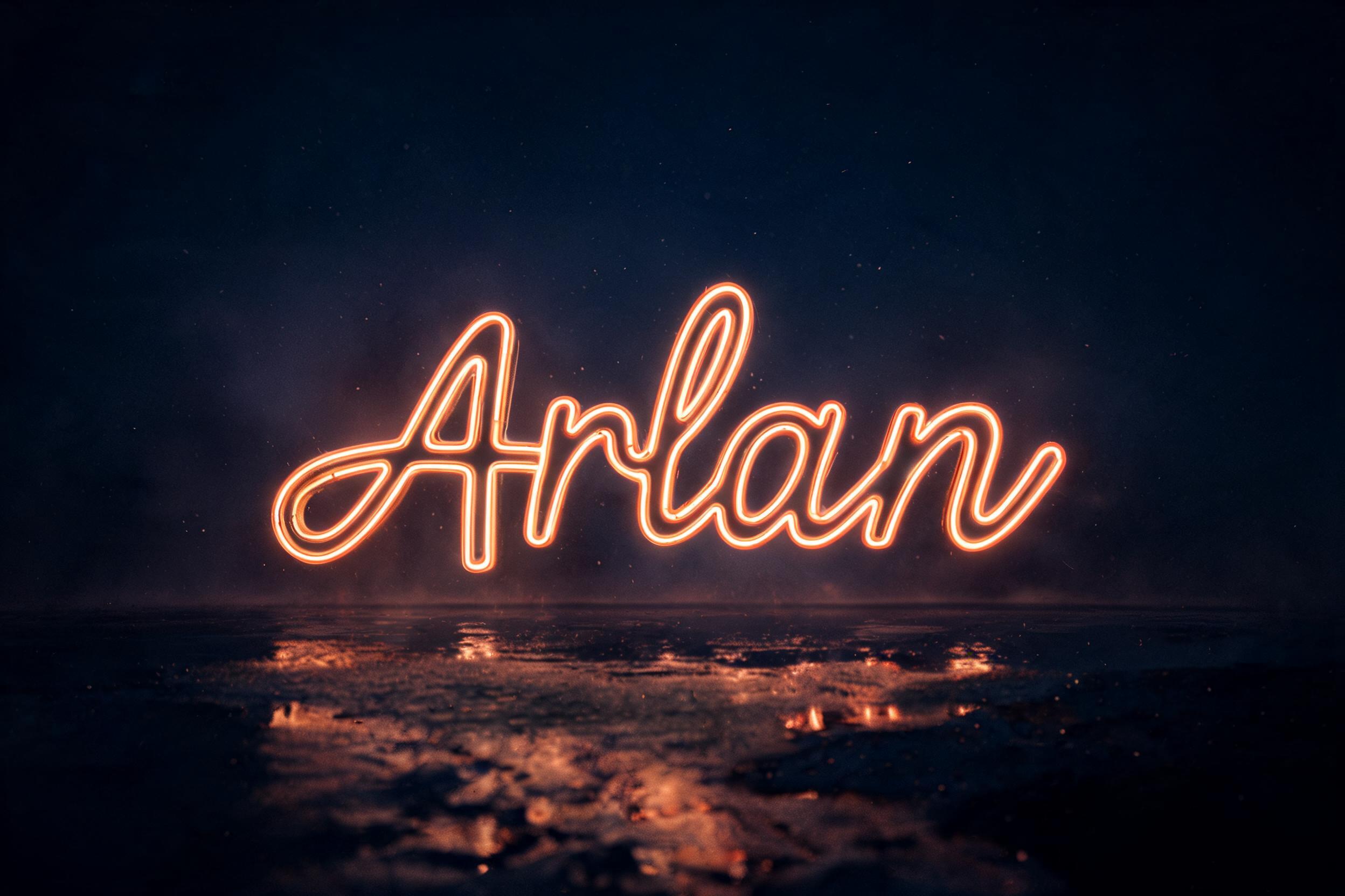 "Arlan" — Neon Outline | AI Text Effect Generator