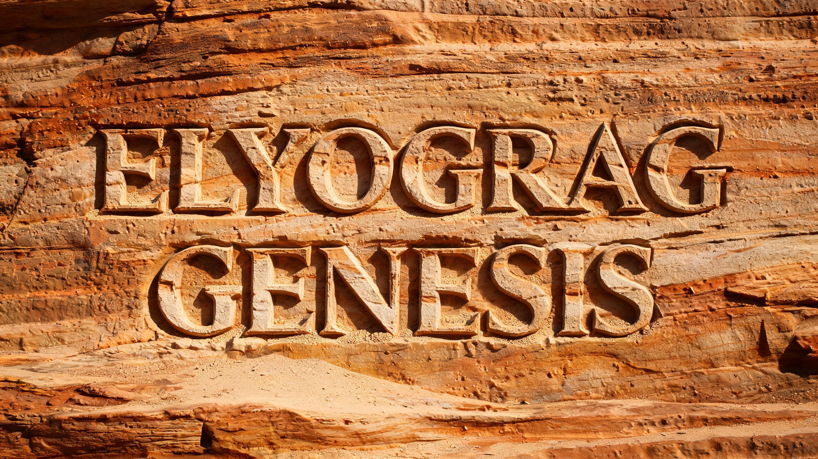 "ELYOGRAG GENESIS" — Sand Stone | AI Text Effect Generator
