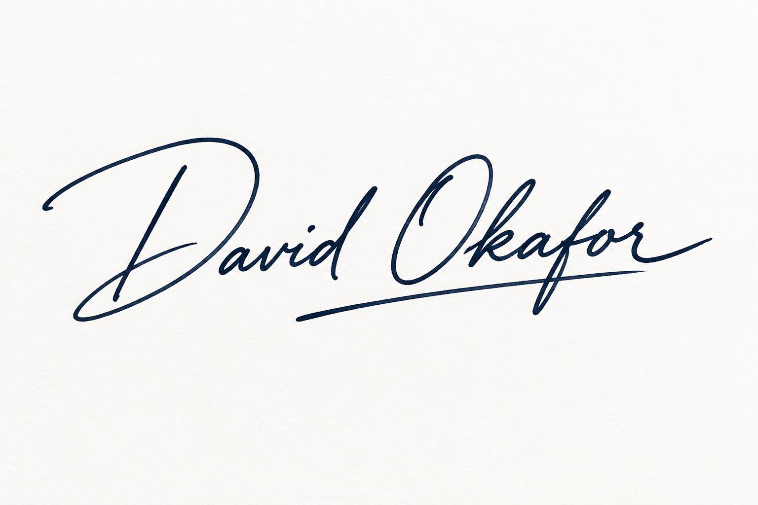 "David Okafor" — Cursive Signature | AI Text Effect Generator