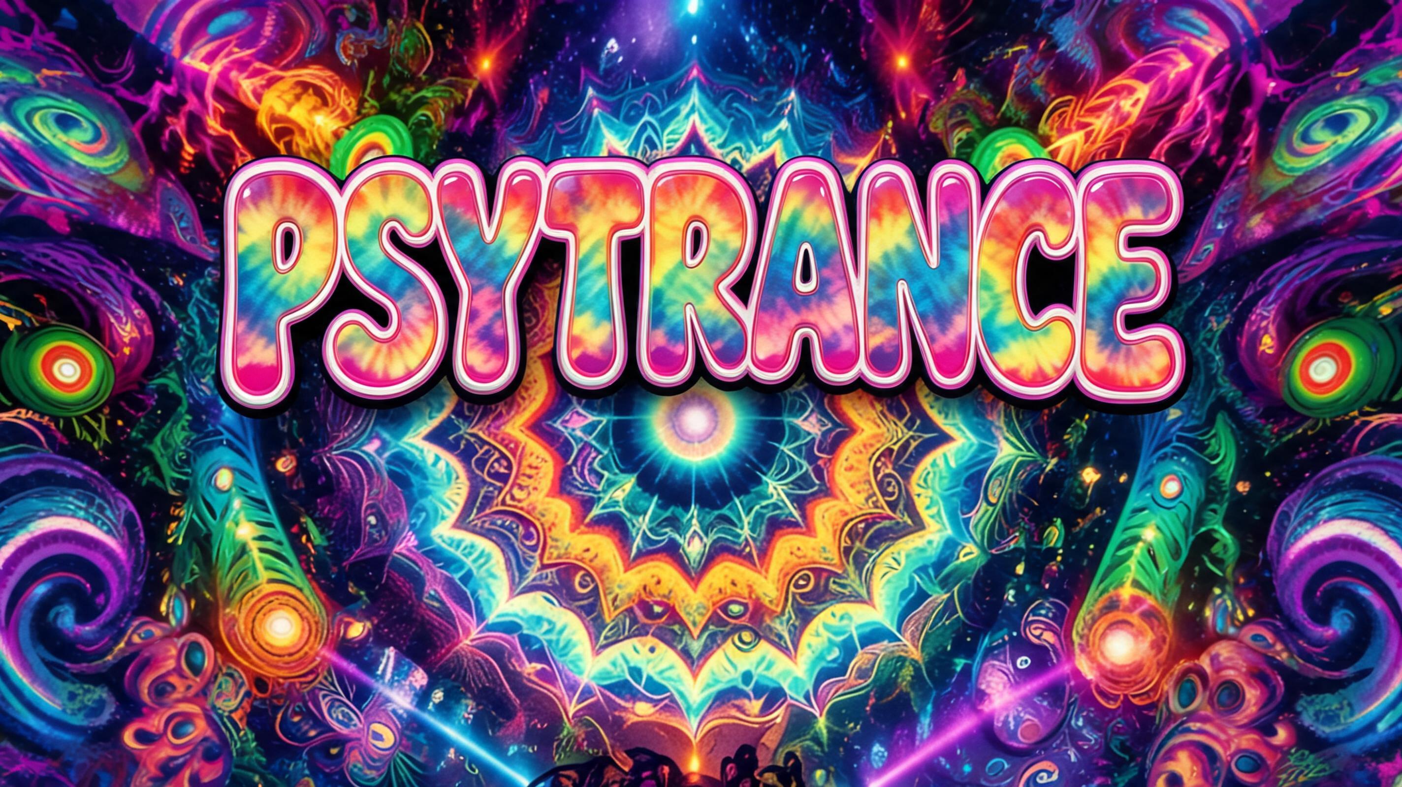 "PSYTRANCE" — Psychedelic text effect