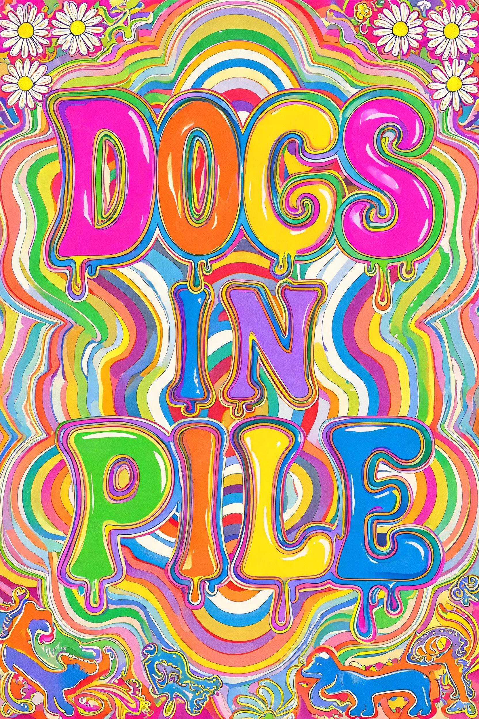 "Dogs In A Pile" — Psychedelic | AI Text Effect Generator