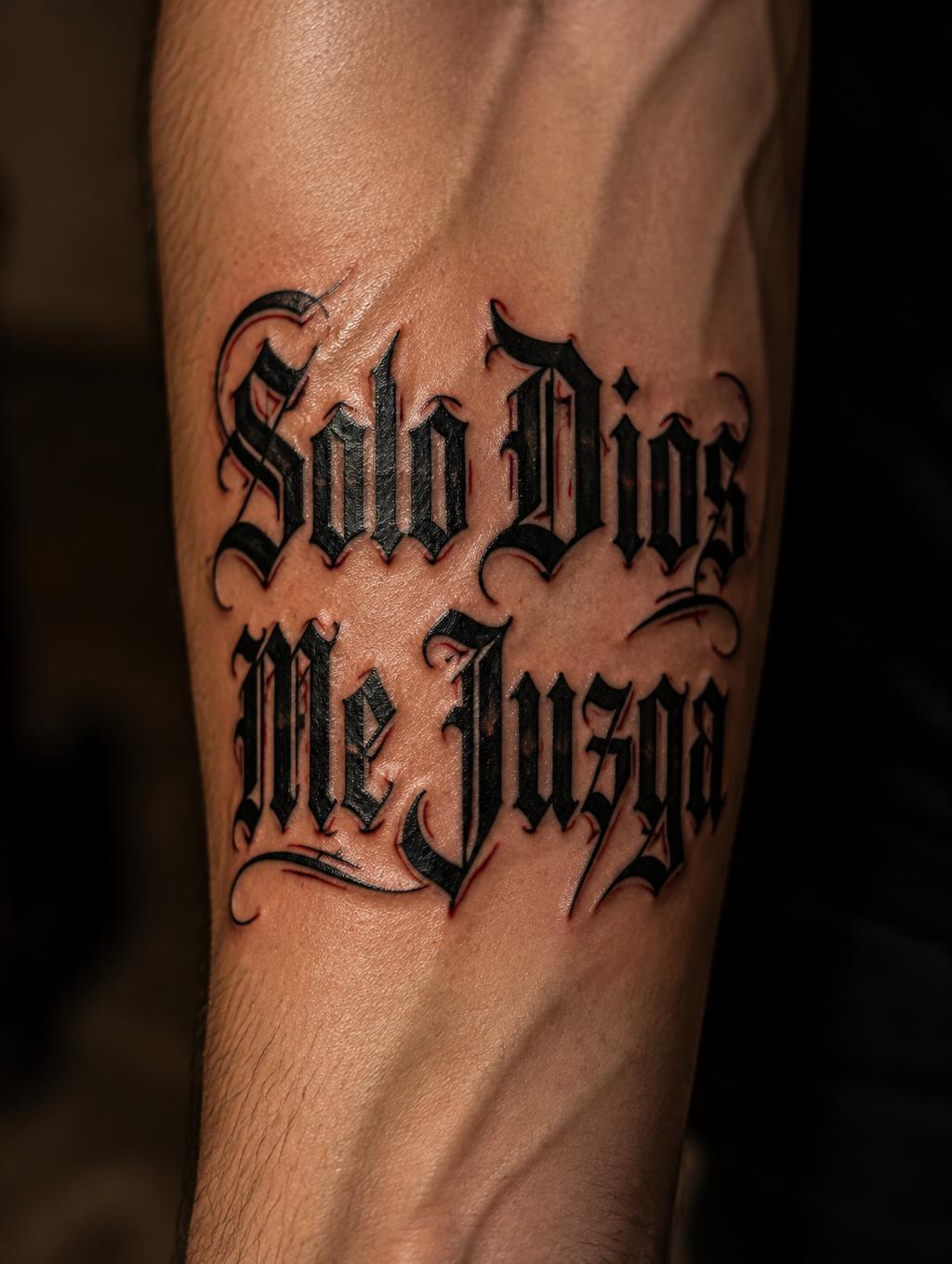"Solo Dios Me Juzga" — Chicano text effect
