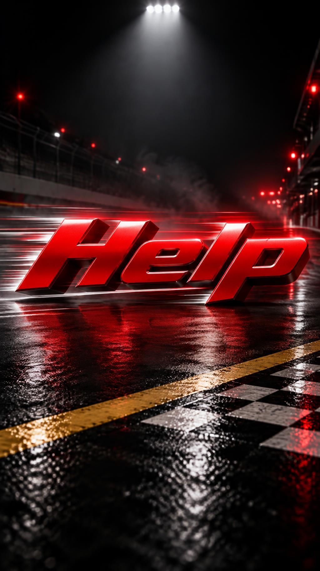 "Help" — Racing | AI Text Effect Generator
