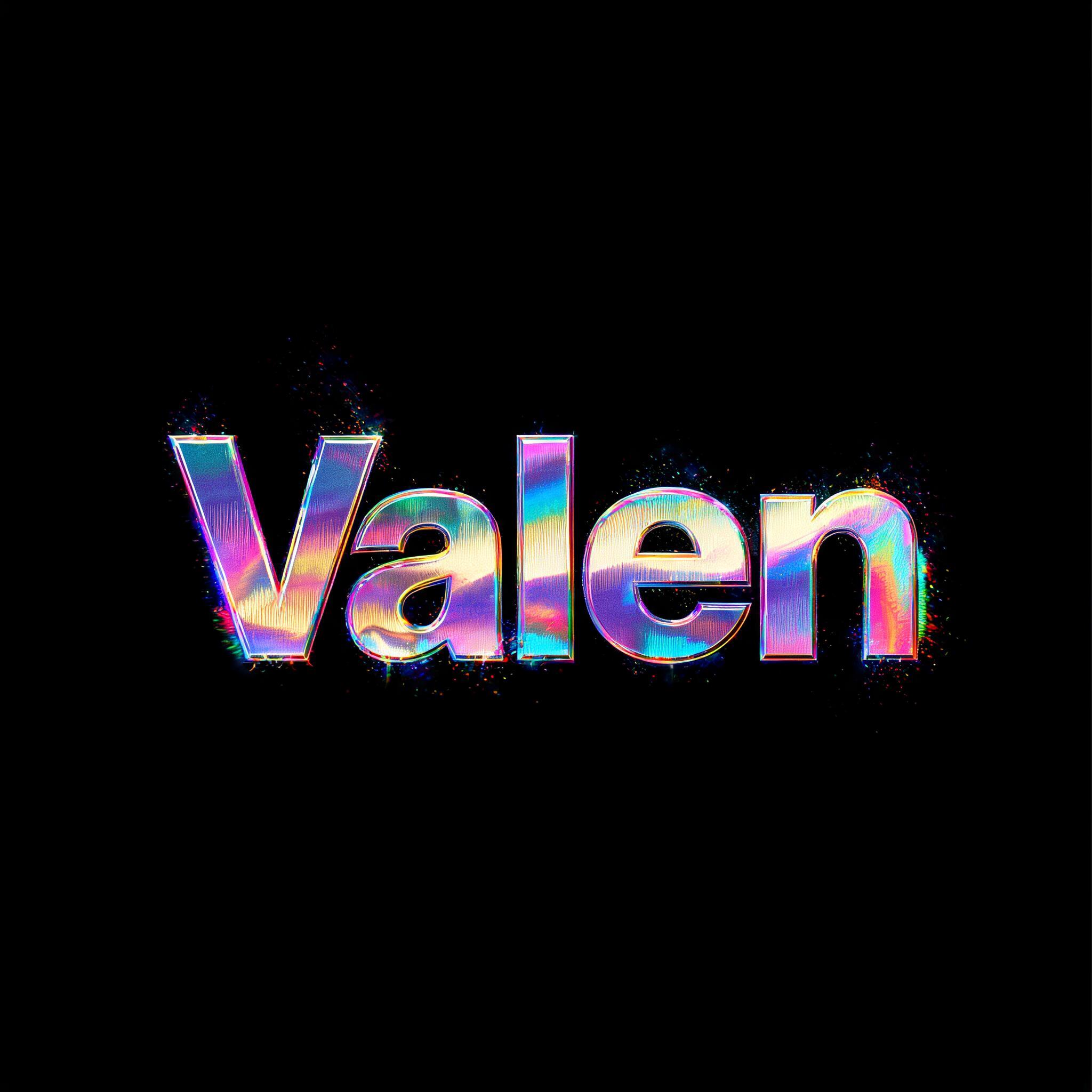 "Valen" — Holographic | AI Text Effect Generator