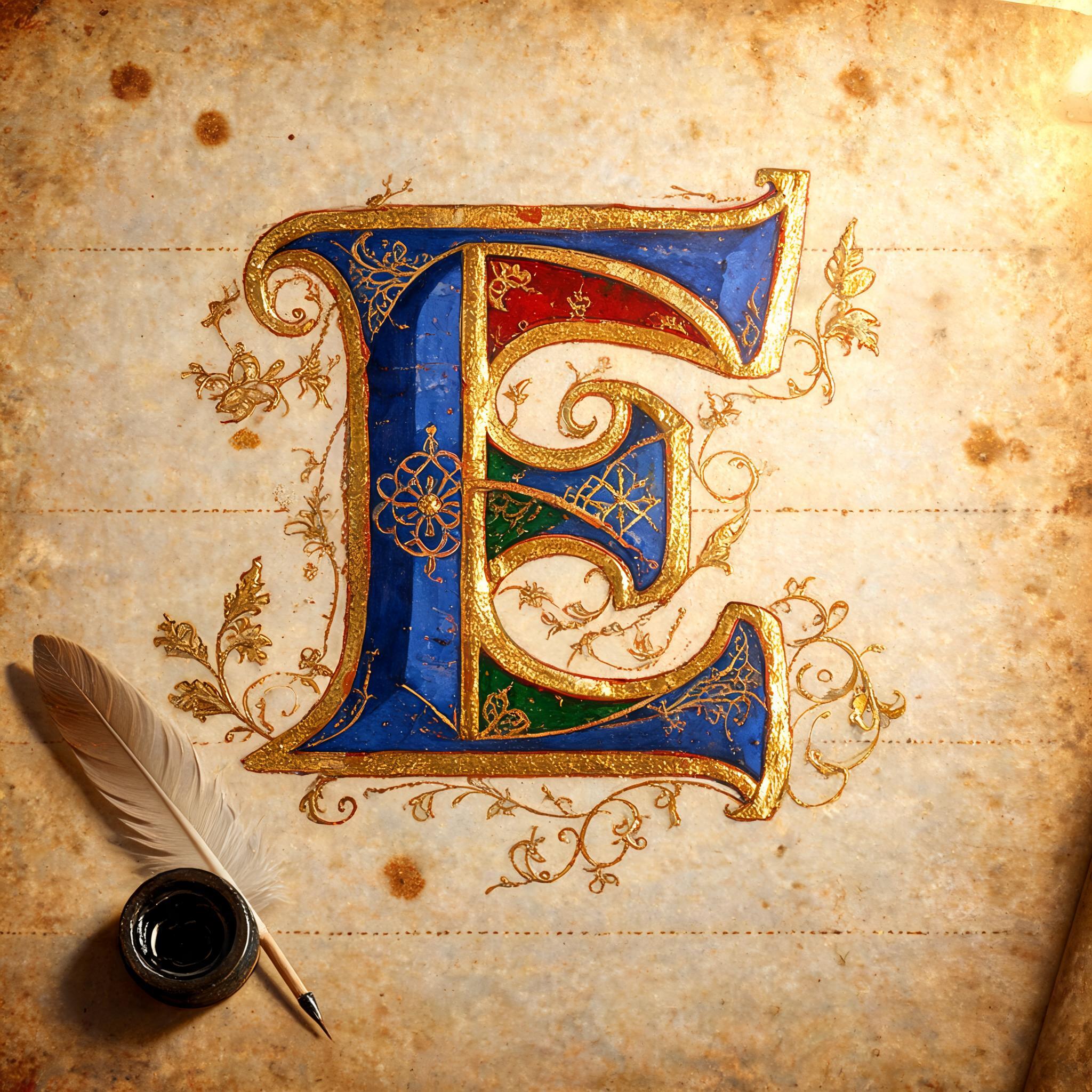 "E" — Medieval | AI Text Effect Generator