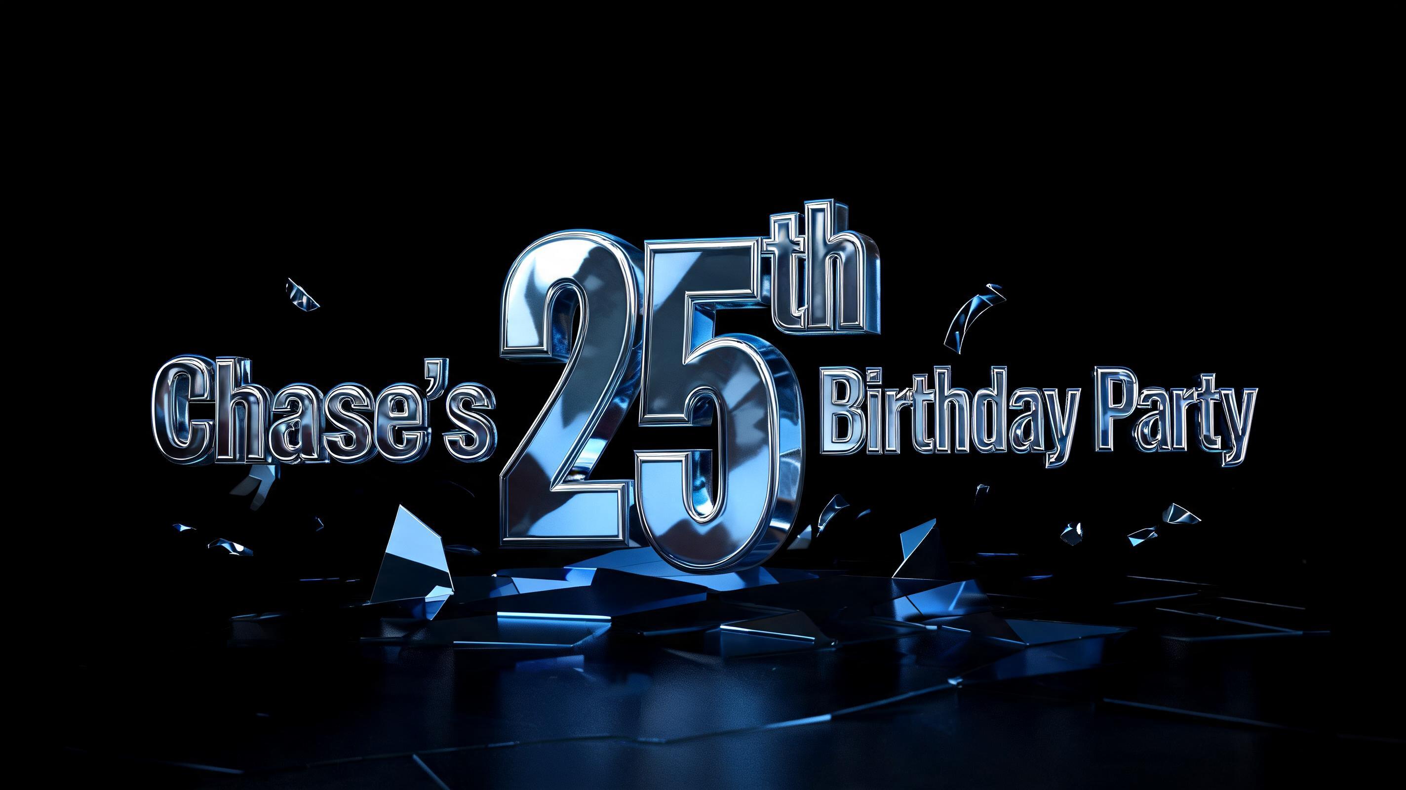 "Chase’s 25th Birthday Party" — Chrome Metal 3d | AI Text Effect Generator