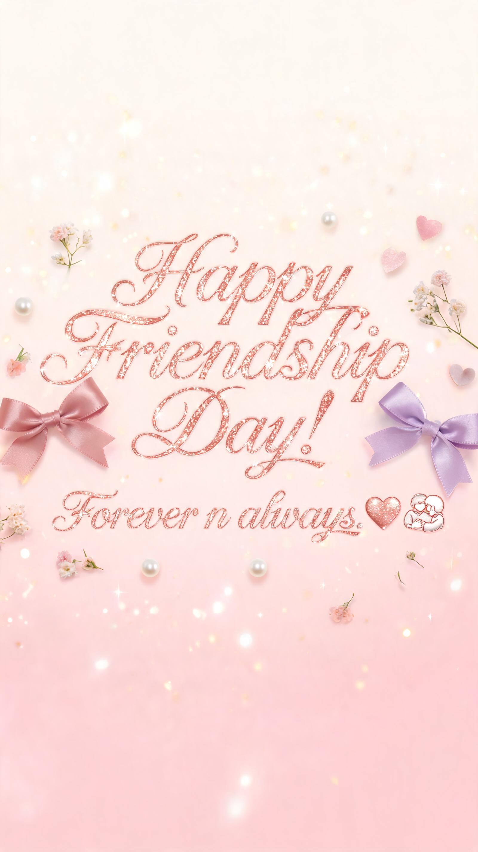 "Happy Friendship Day! Forever n always. 🫶🫂" — Cursive Aesthetic text effect
