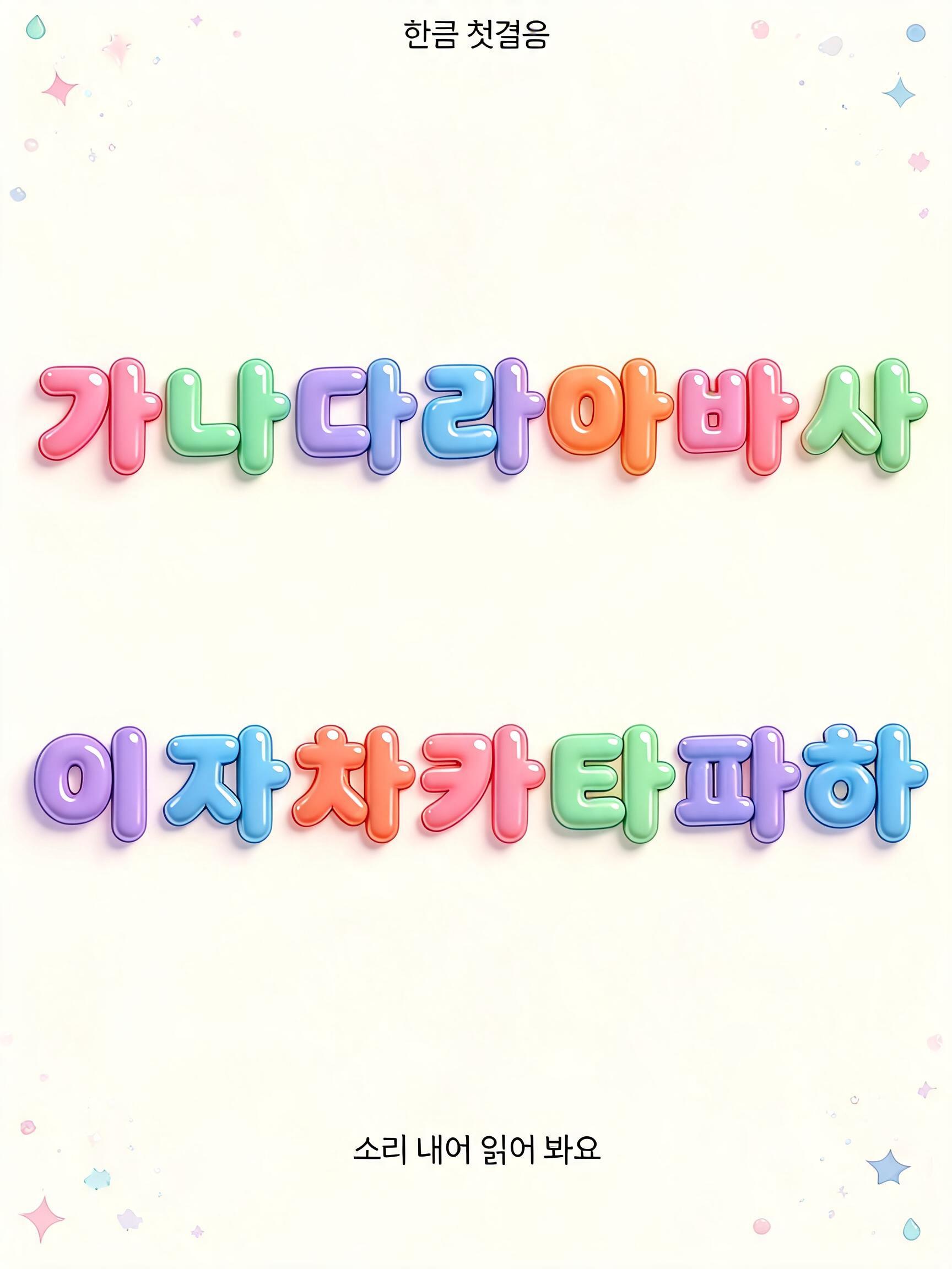 "가 나 다 라 마 바 사
아 자 차 카 타 파 하" — 3d Bold Inflated | AI Text Effect Generator