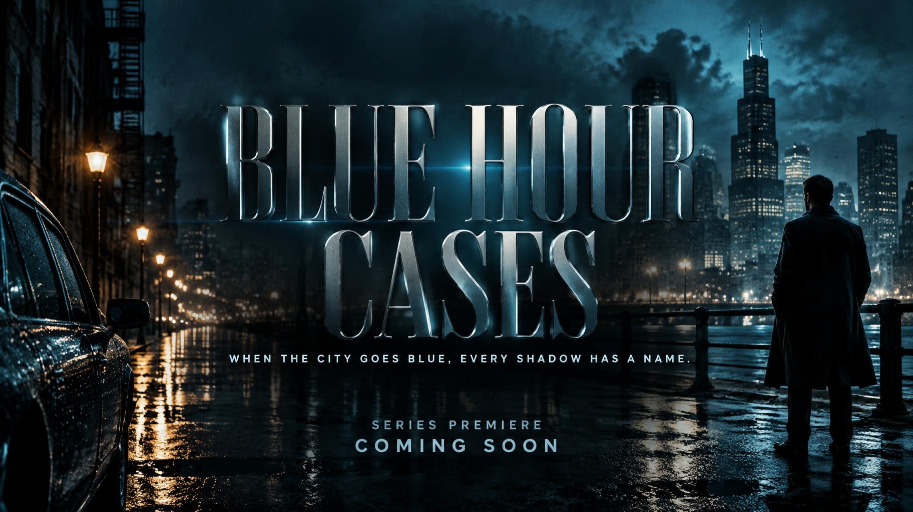 "BLUE HOUR CASES
WHEN THE CITY GOES BLUE, EVERY SHADOW HAS A NAME.
SERIES PREMIERE
COMING SOON" — Cinematic | AI Text Effect Generator