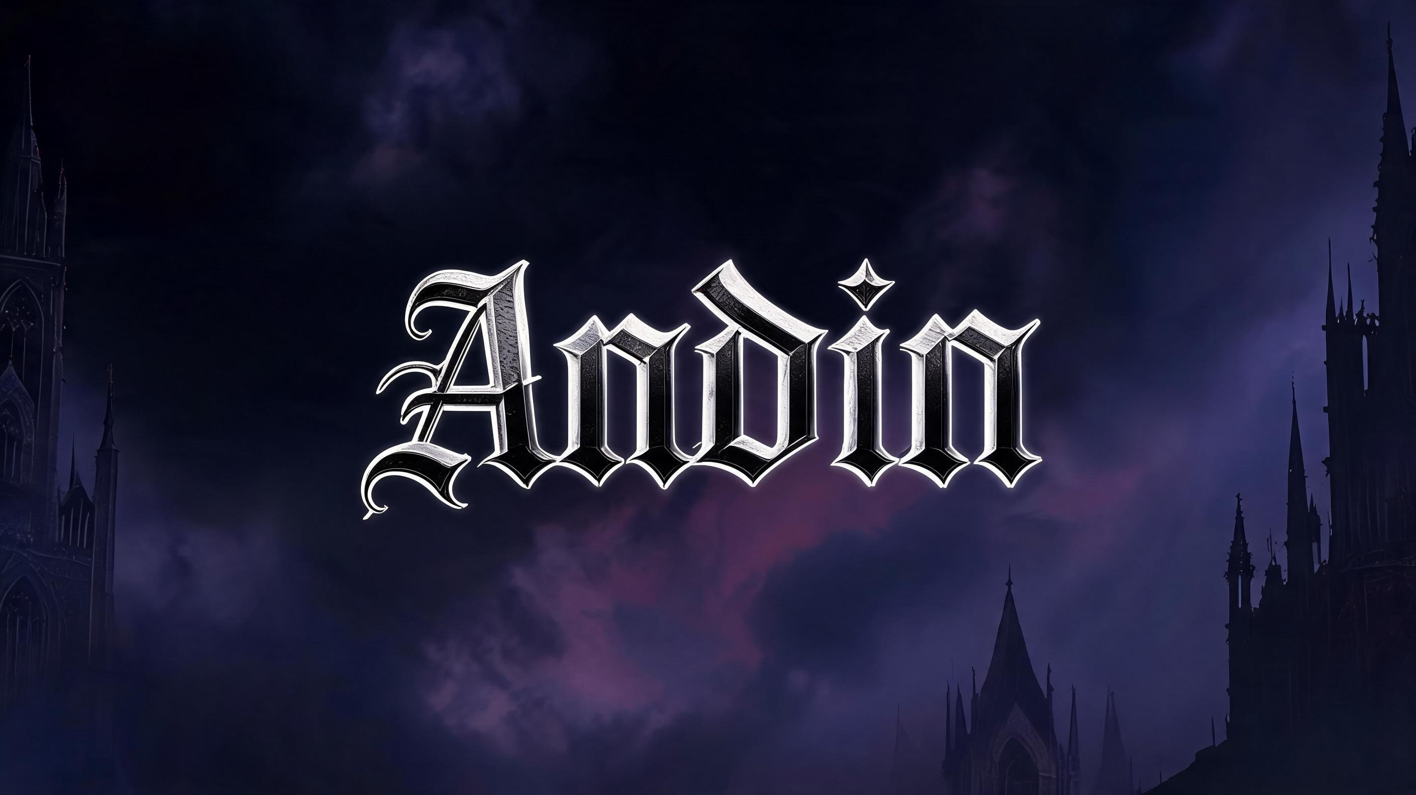 "ANDIN" — Gothic text effect