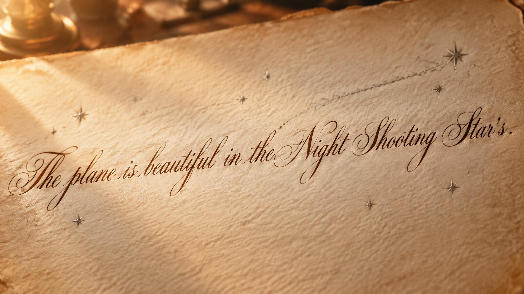 "The plane is beautiful in the Night Shooting Star's." — Handwritten Script | AI Text Effect Generator