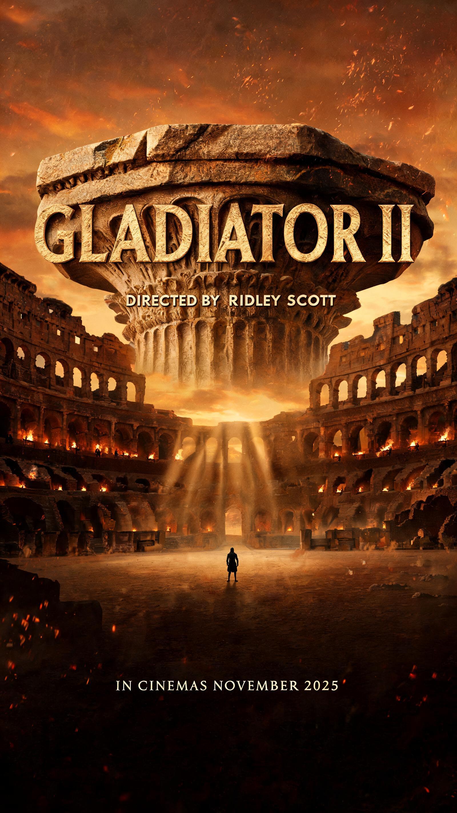 "GLADIATOR II
Directed by Ridley Scott
IN CINEMAS NOVEMBER 2025" — Cinematic | AI Text Effect Generator