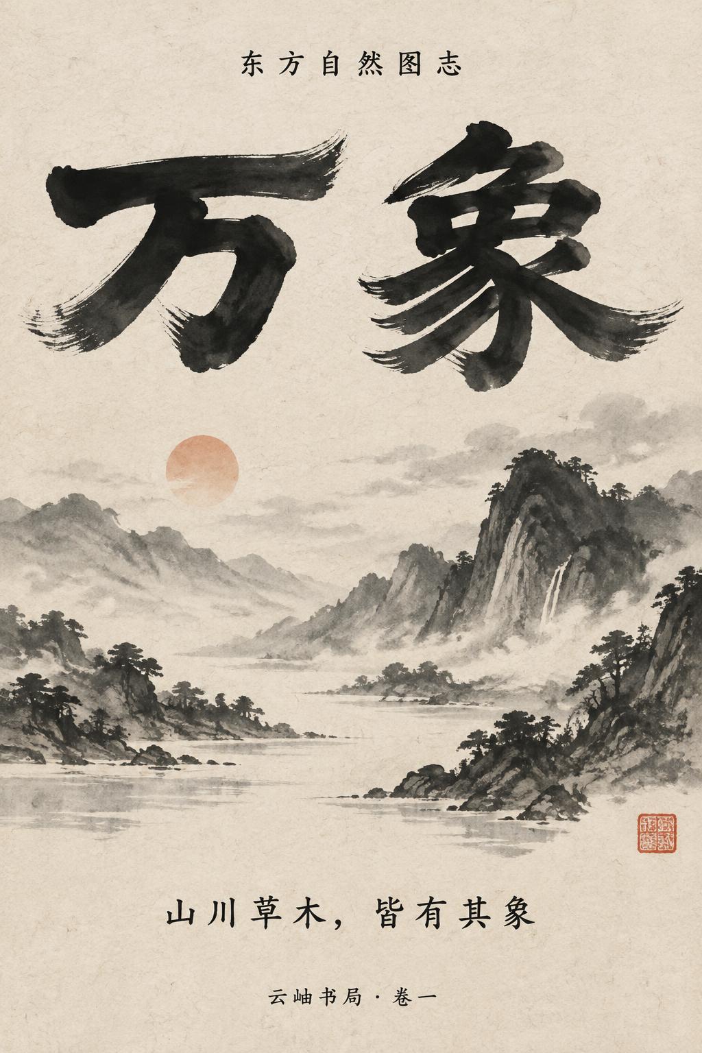 "万象
东方自然图志
山川草木，皆有其象
云岫书局 · 卷一" — Brush Chinese Ink | AI Text Effect Generator
