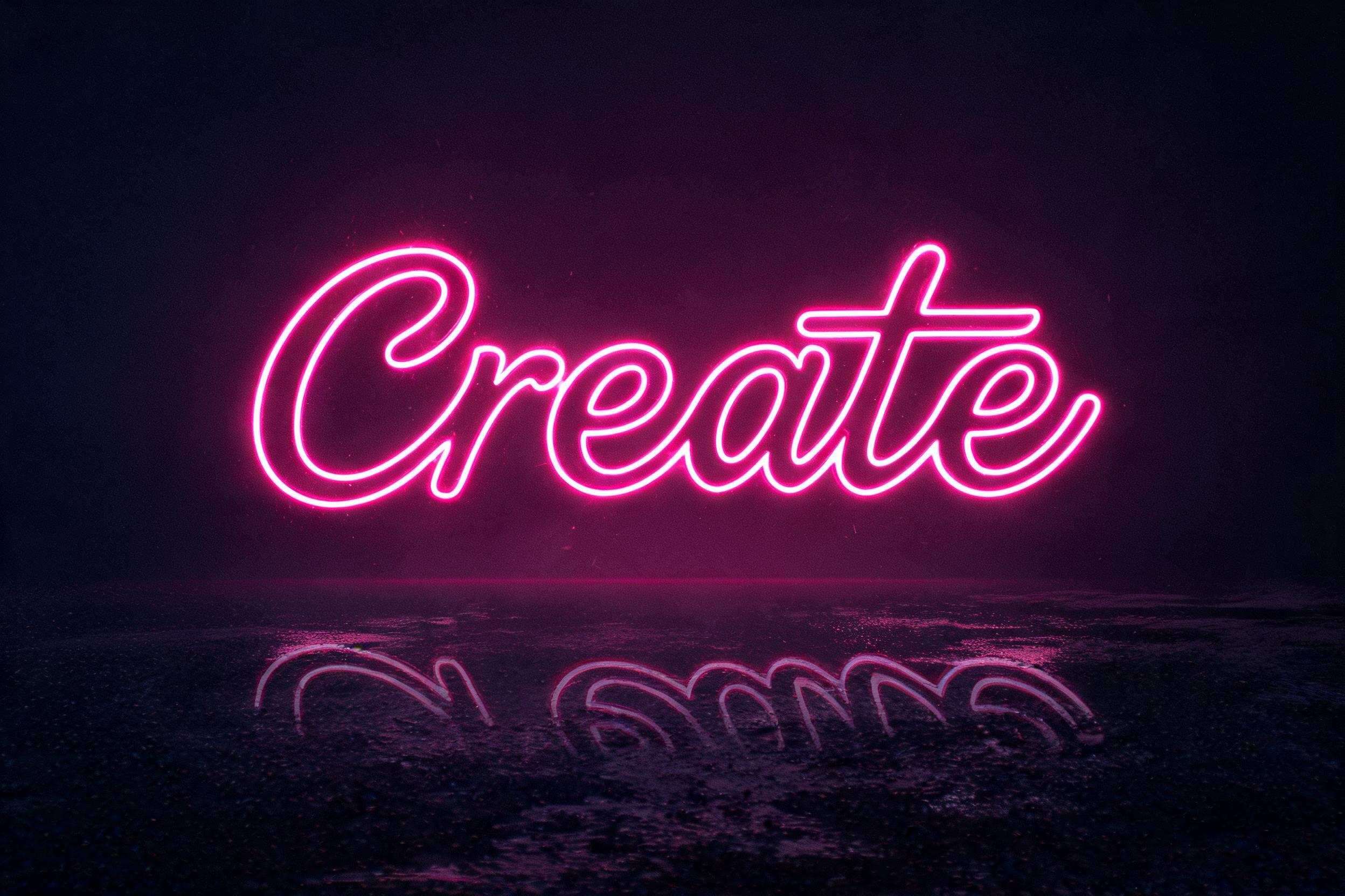 "Create" — Neon Outline | AI Text Effect Generator