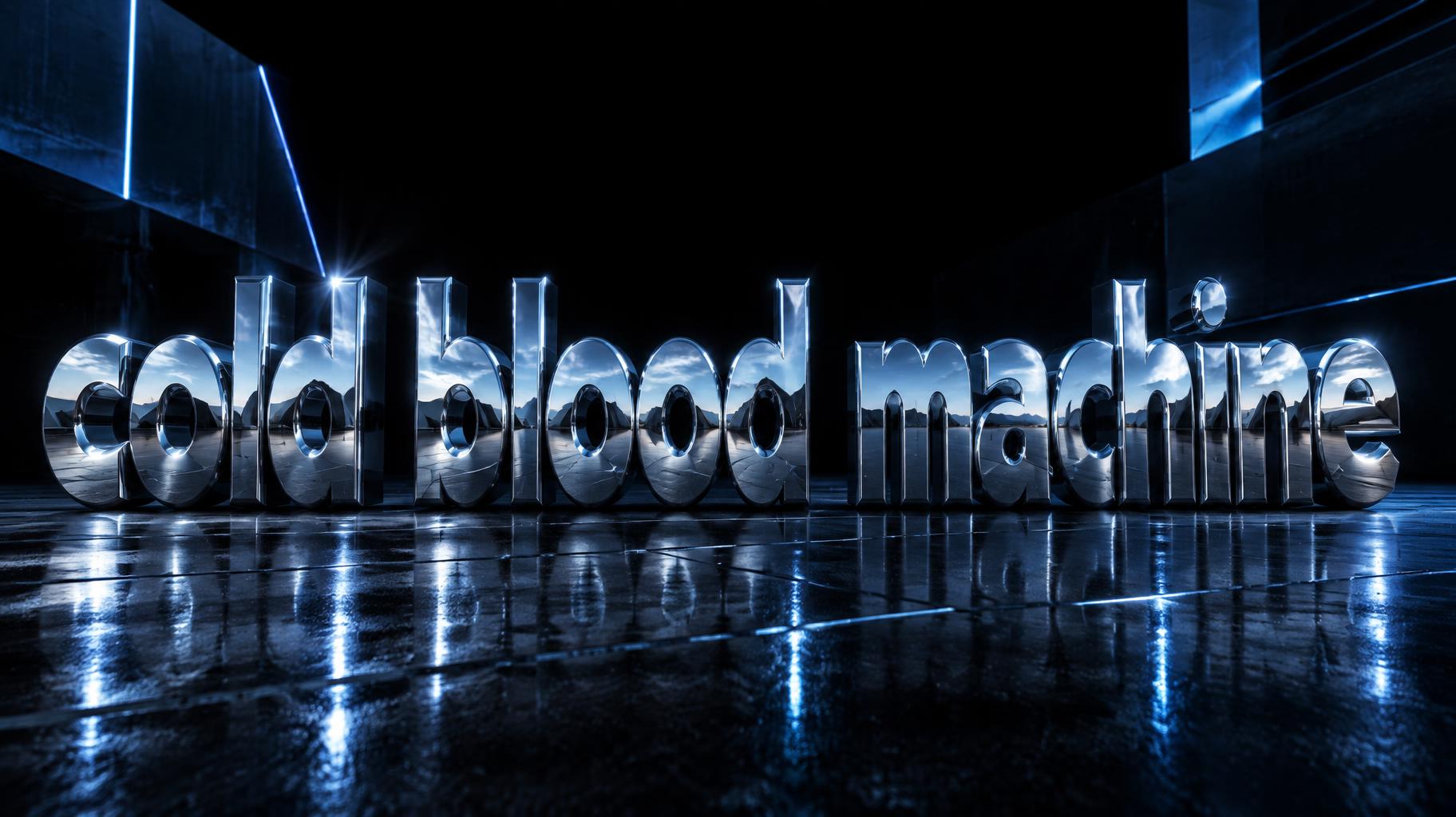 "cold blood machine" — Chrome Metal 3d | AI Text Effect Generator