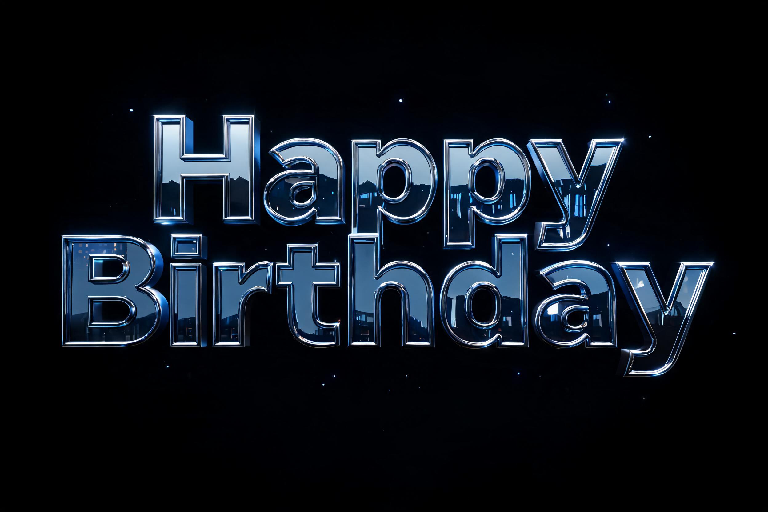 "Happy Birthday" — Chrome Metal 3d | AI Text Effect Generator