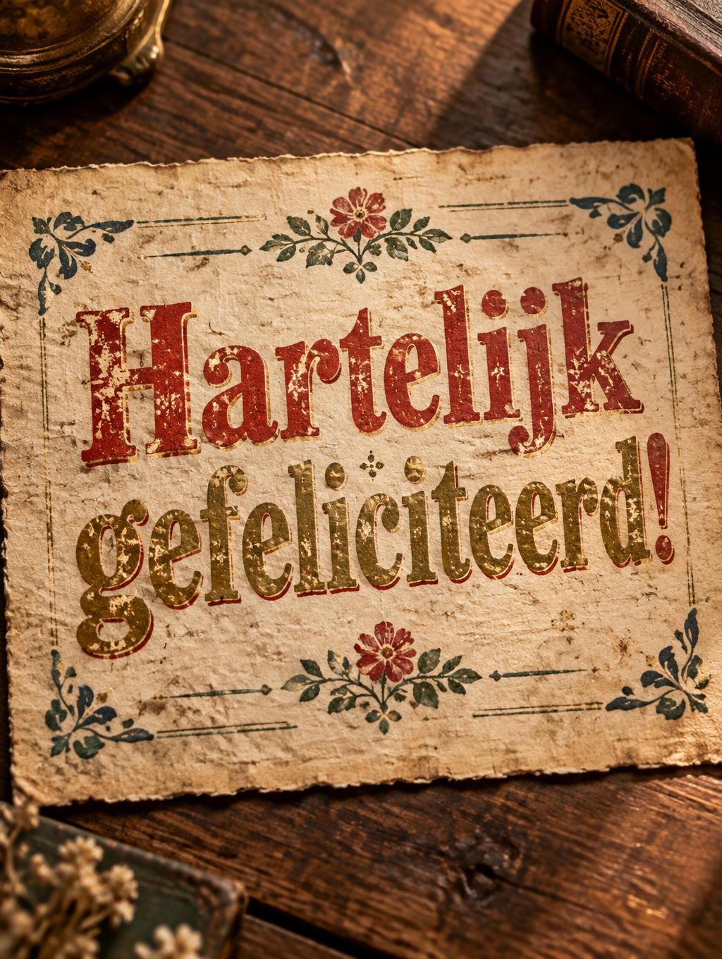 "Hartelijk gefeliciteerd!" — Vintage | AI Text Effect Generator