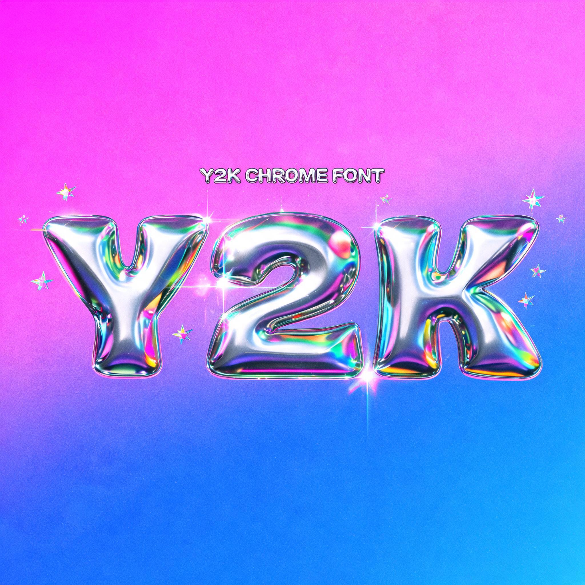 "Y2K
Y2K CHROME FONT" — Y2k Chrome | AI Text Effect Generator