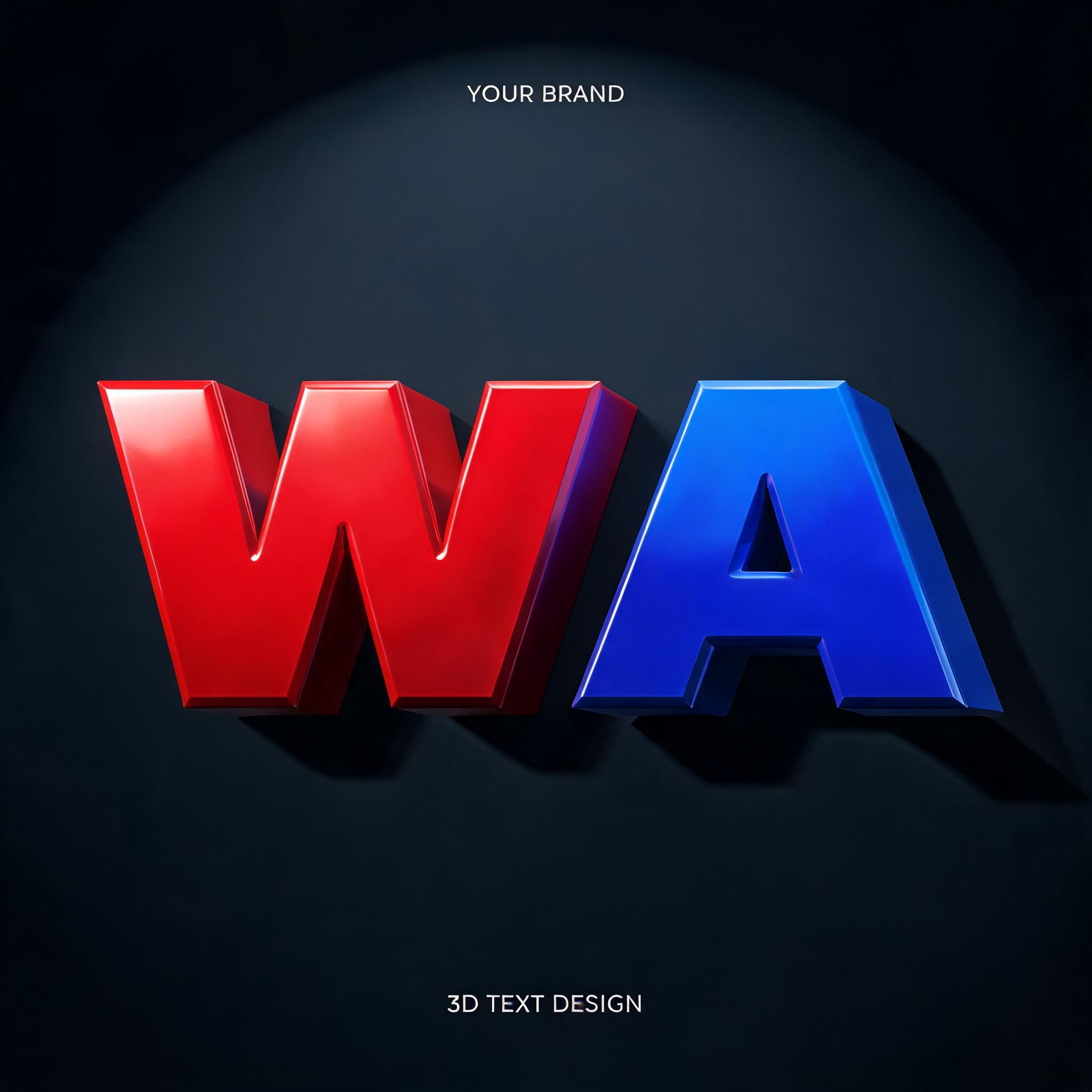 "WA" — 3d Bold | AI Text Effect Generator