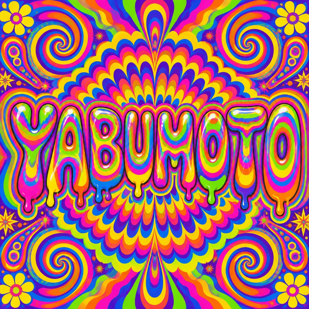 "YABUMOTO" — Psychedelic text effect