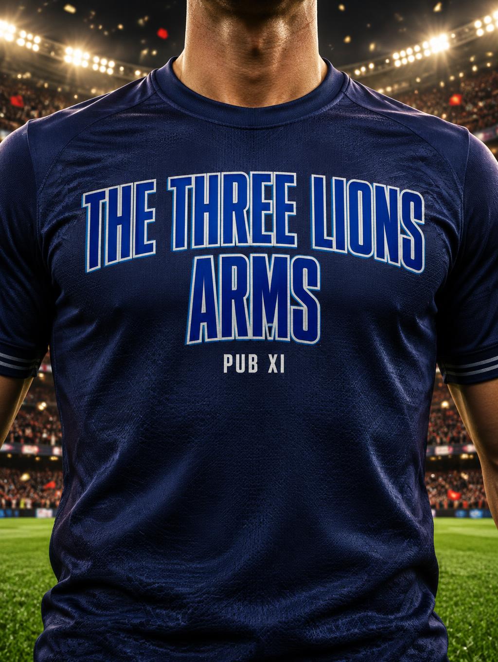 "THE THREE LIONS
ARMS
PUB XI" — Sports Football | AI Text Effect Generator