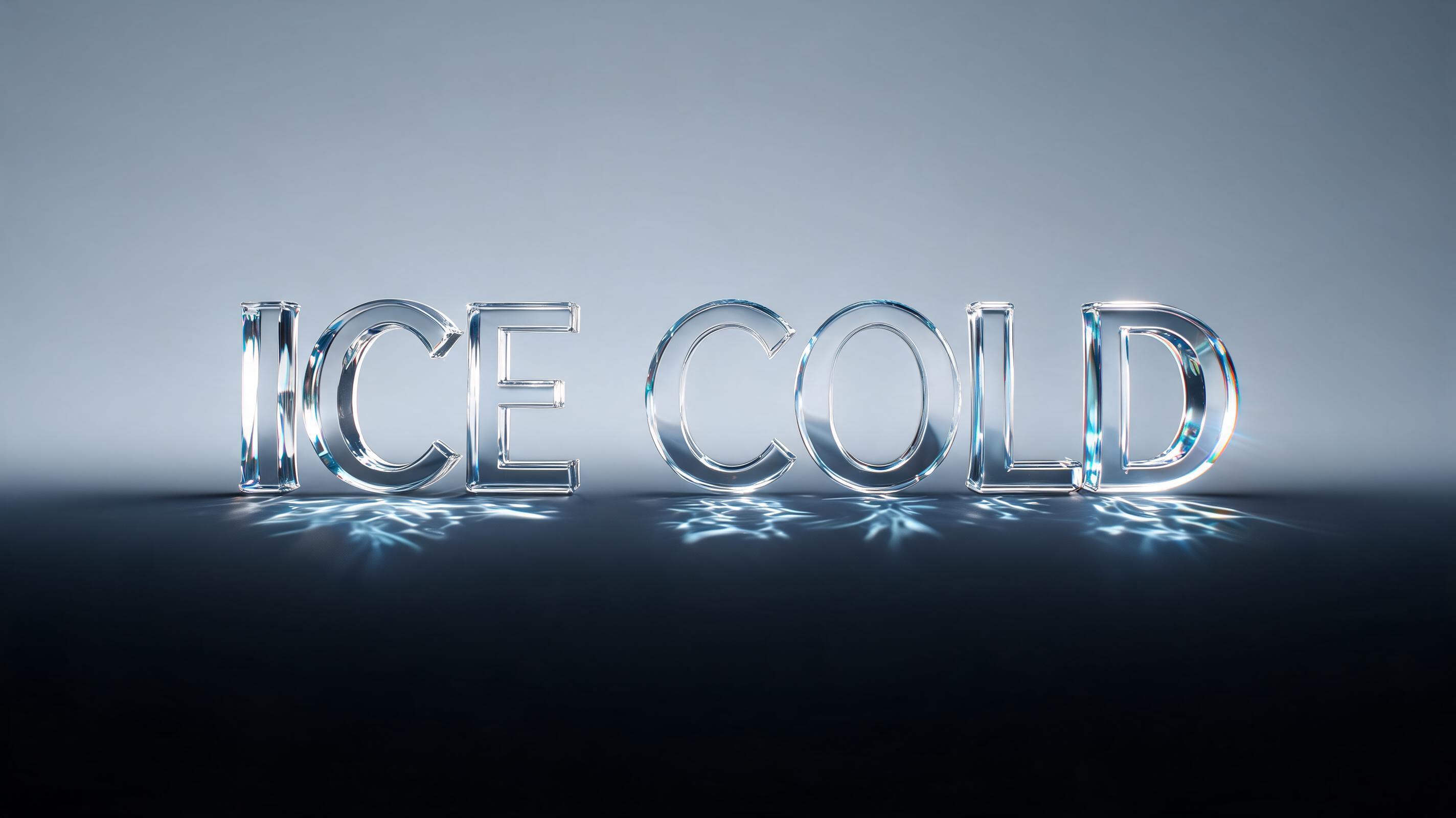 "ICE COLD" — Glass | AI Text Effect Generator