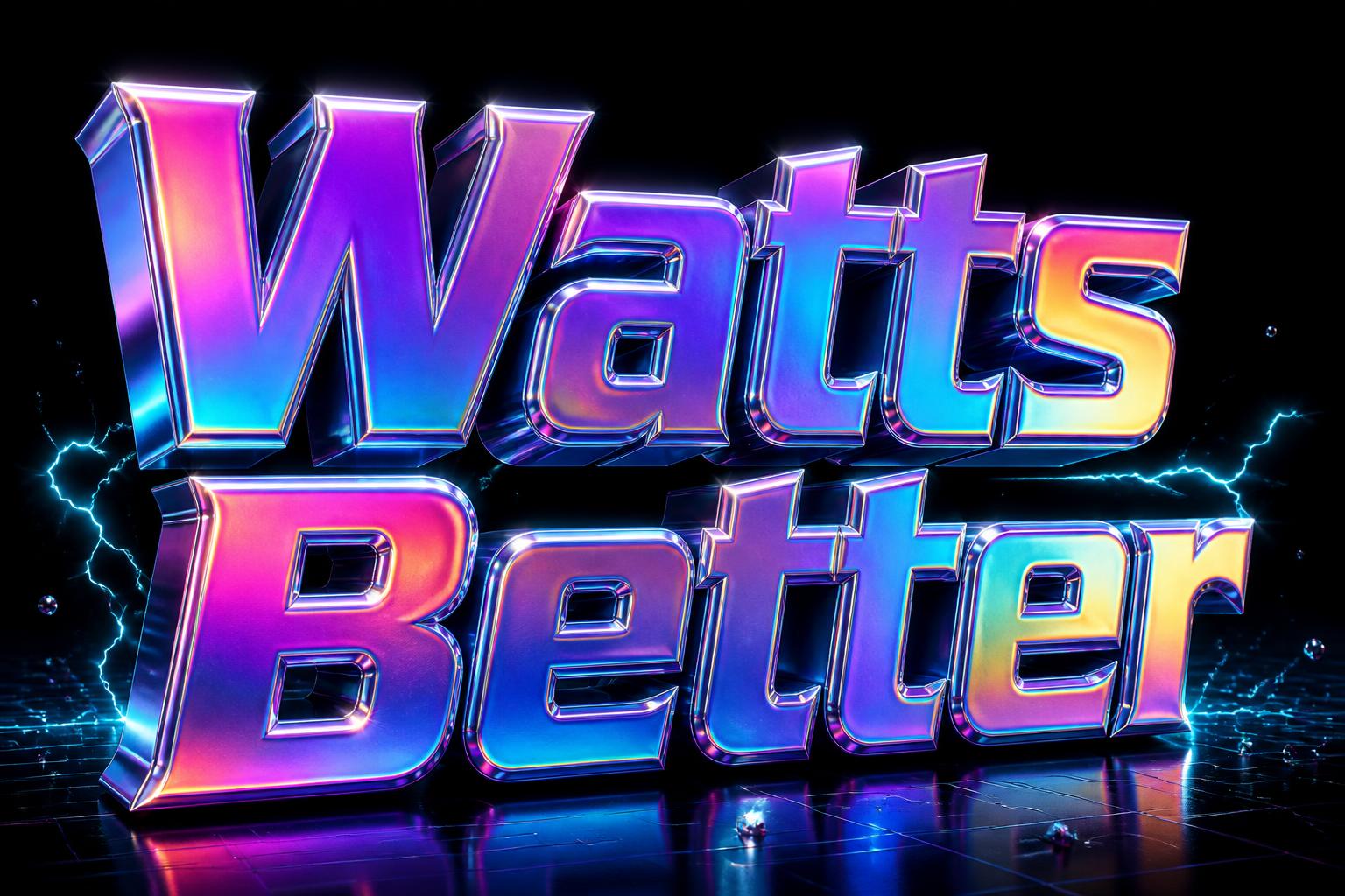 "Watts Better" — 3d Bold Holographic text effect