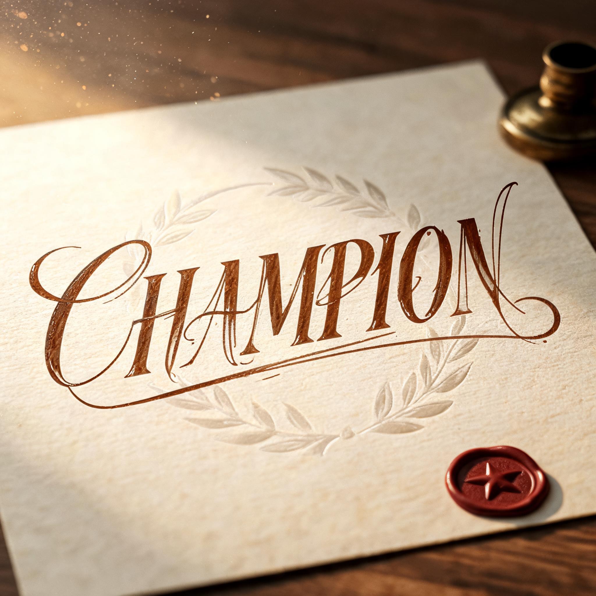 "CHAMPION" — Handwritten Script | AI Text Effect Generator