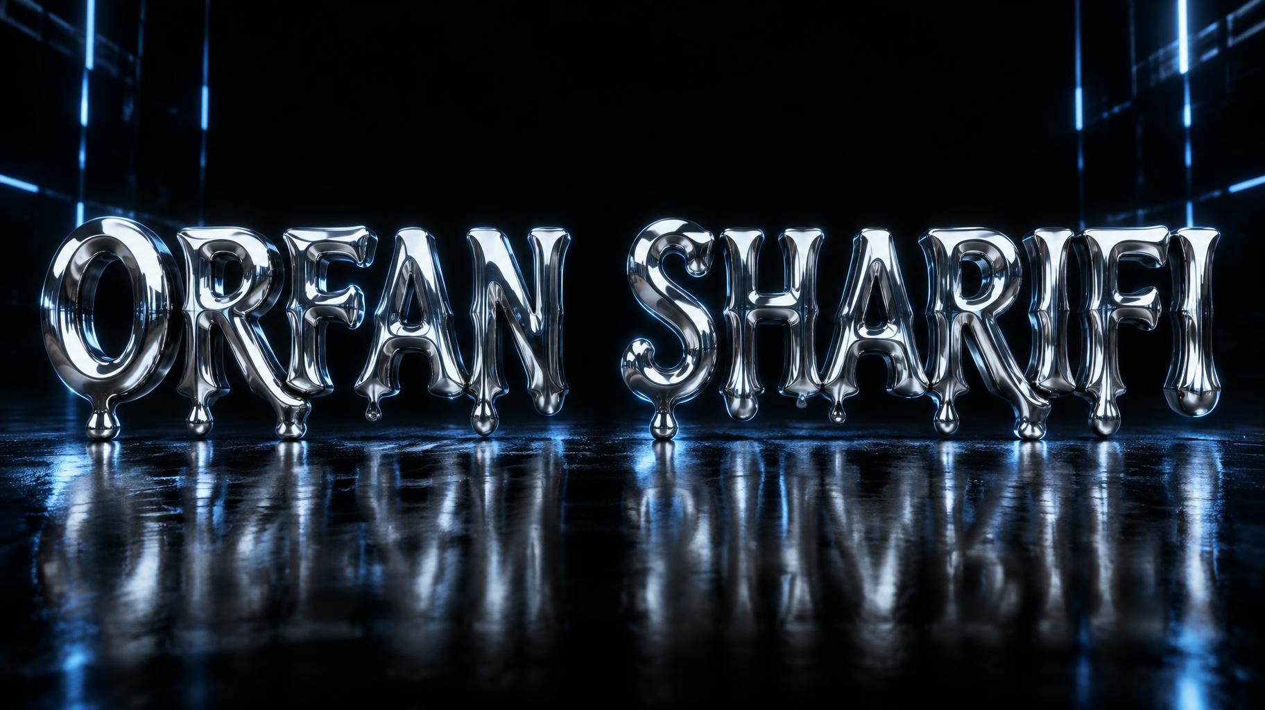 "ORFAN SHARIFI" — Chrome Metal 3d | AI Text Effect Generator