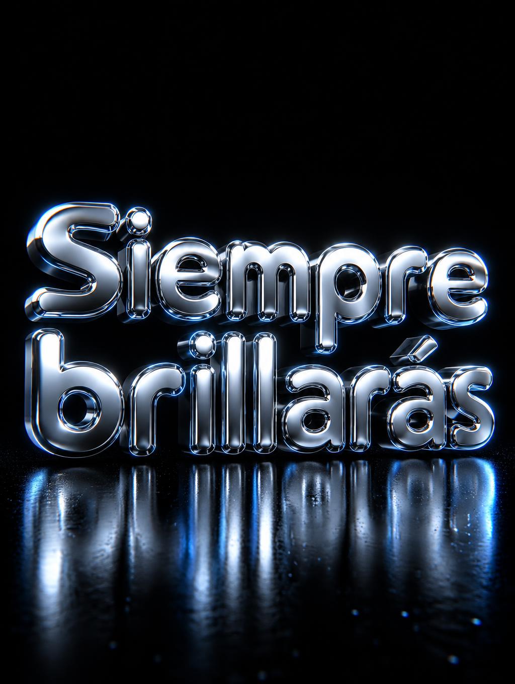 "Siempre brillarás" — Chrome Metal 3d | AI Text Effect Generator