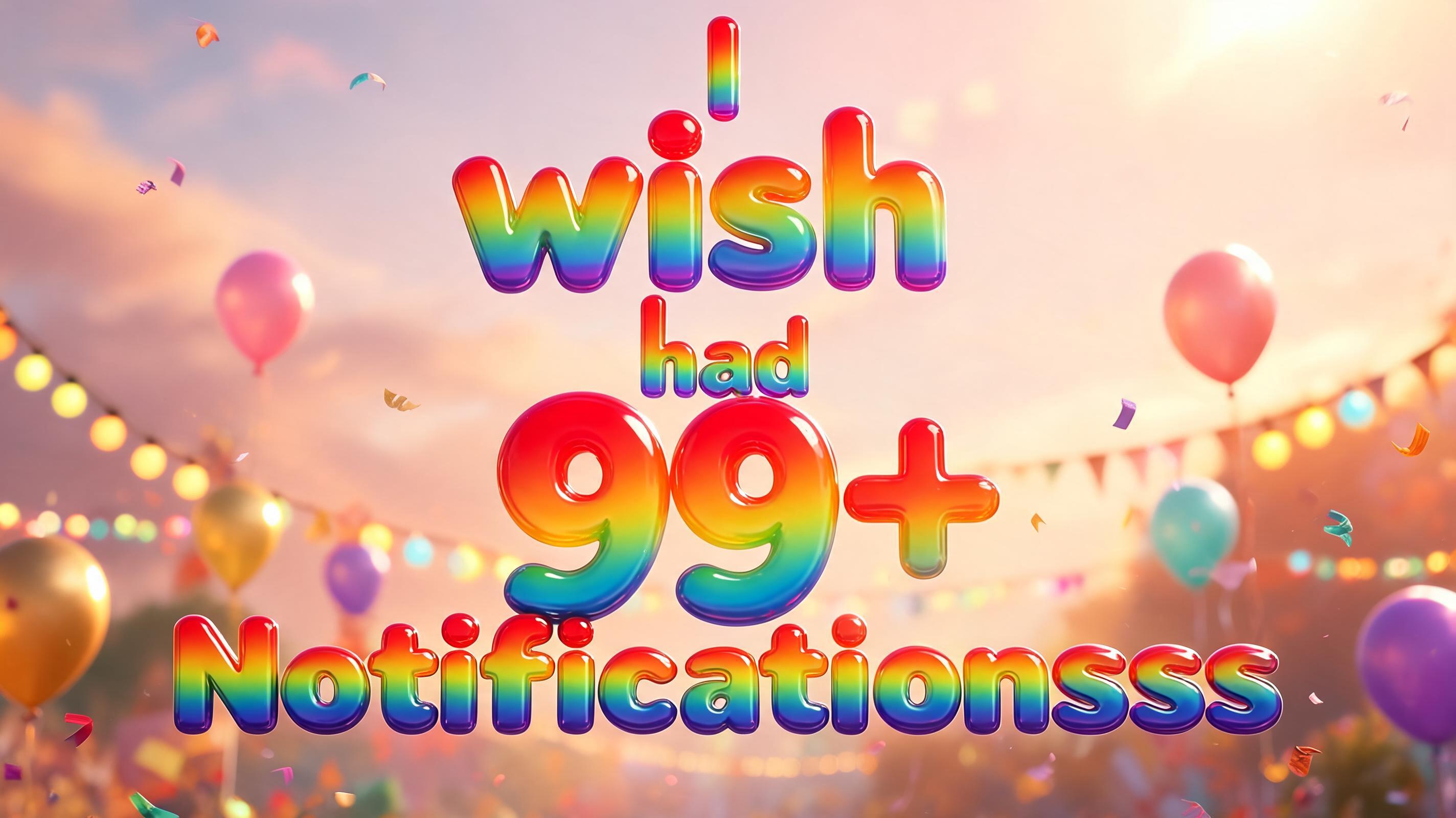 "l
wish
l 
had 
99+
Notificationsss

" — Rainbow | AI Text Effect Generator