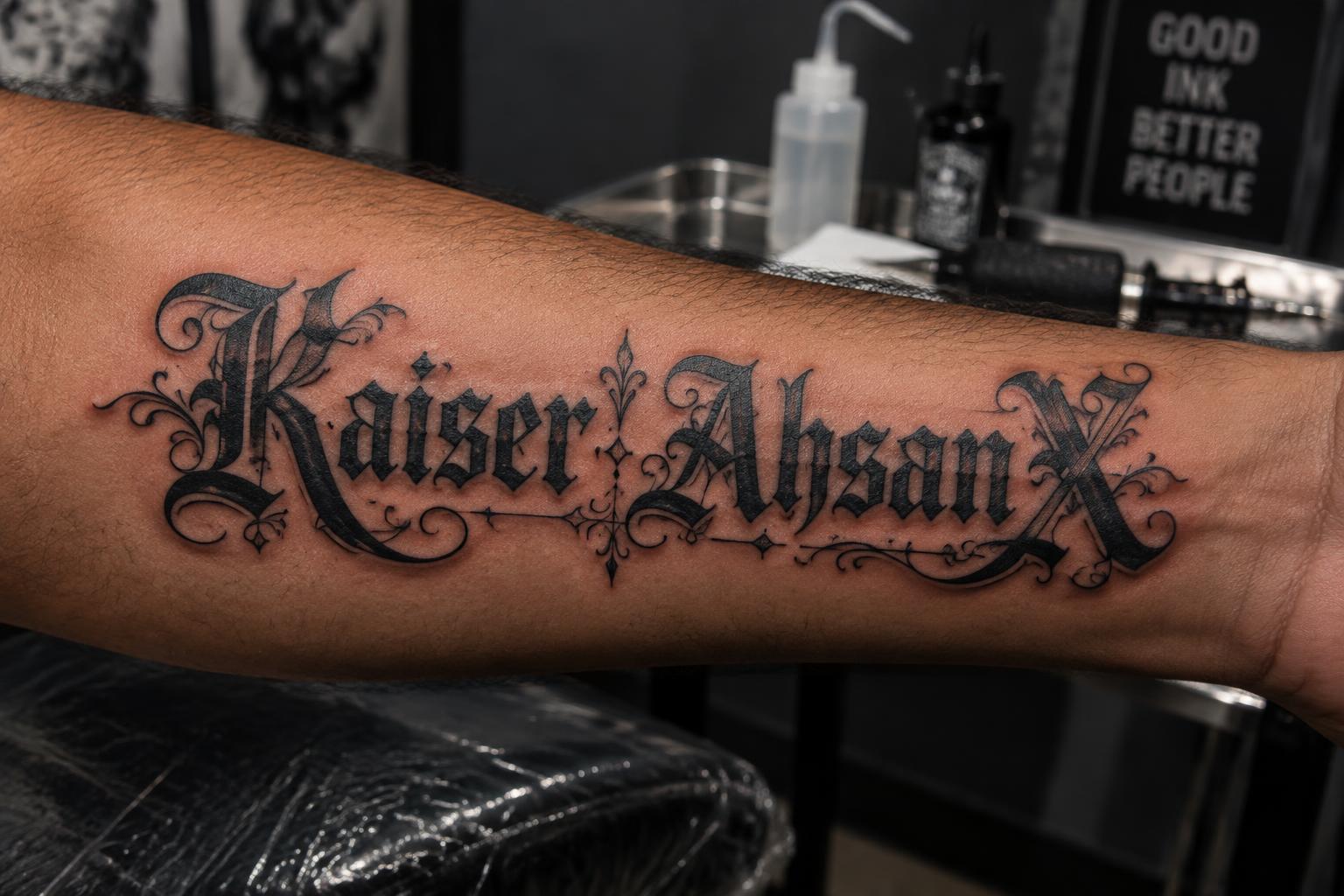 "Kaiser AhsanX" — Tattoo | AI Text Effect Generator