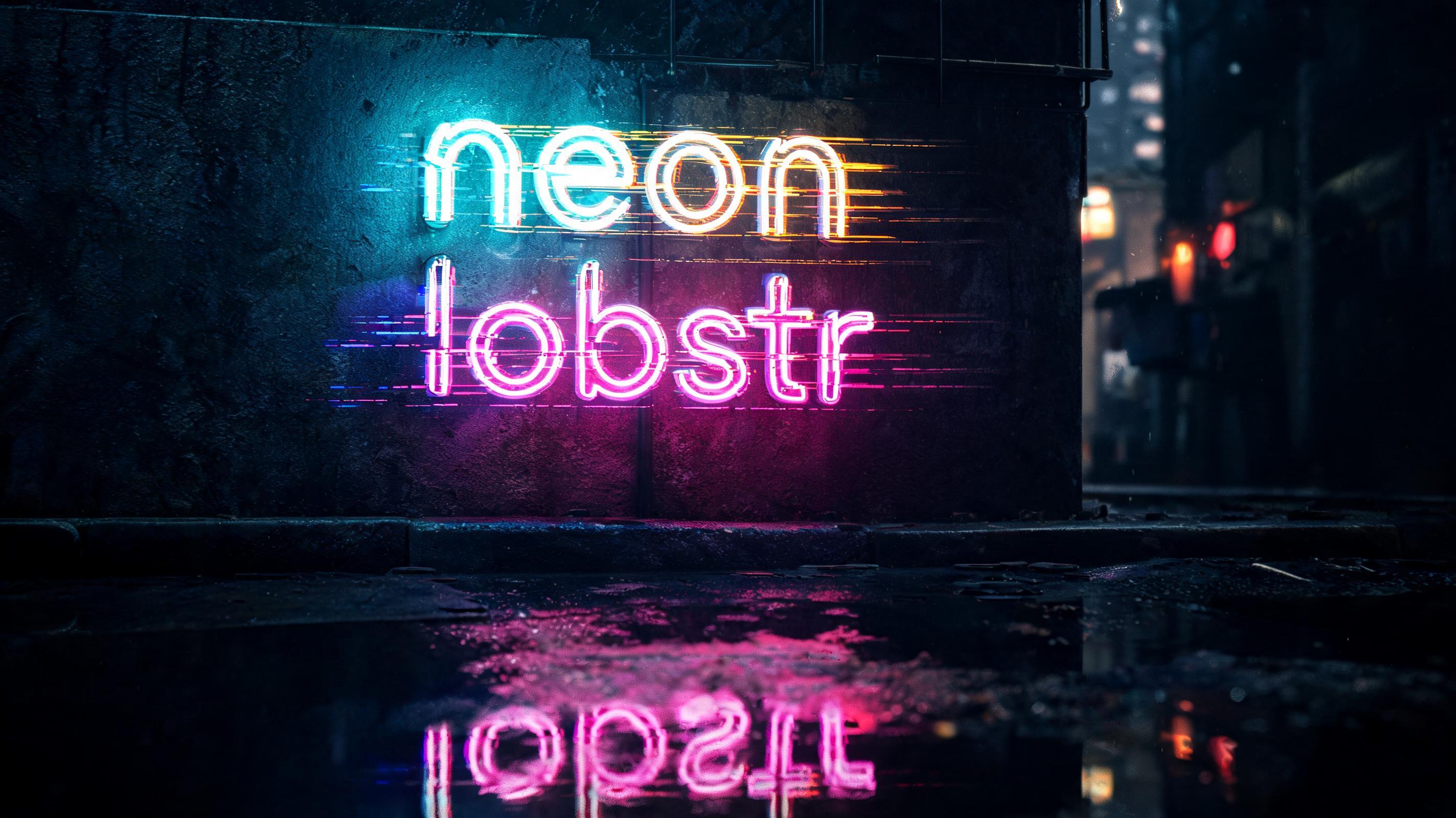 "neon lobstr" — Cyberpunk Neon Glitch text effect