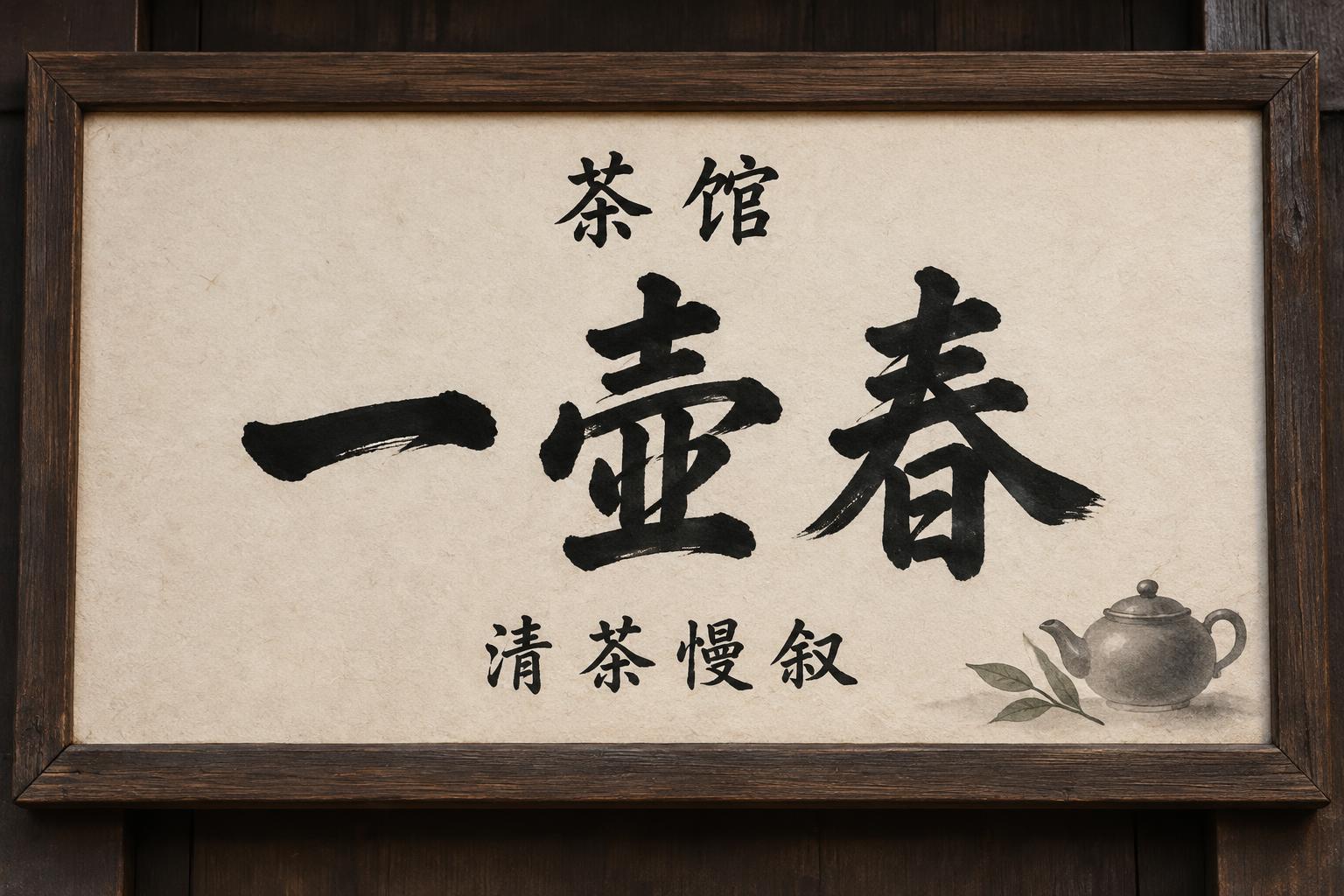 "一壶春
茶馆
清茶慢叙" — Brush Chinese Ink | AI Text Effect Generator