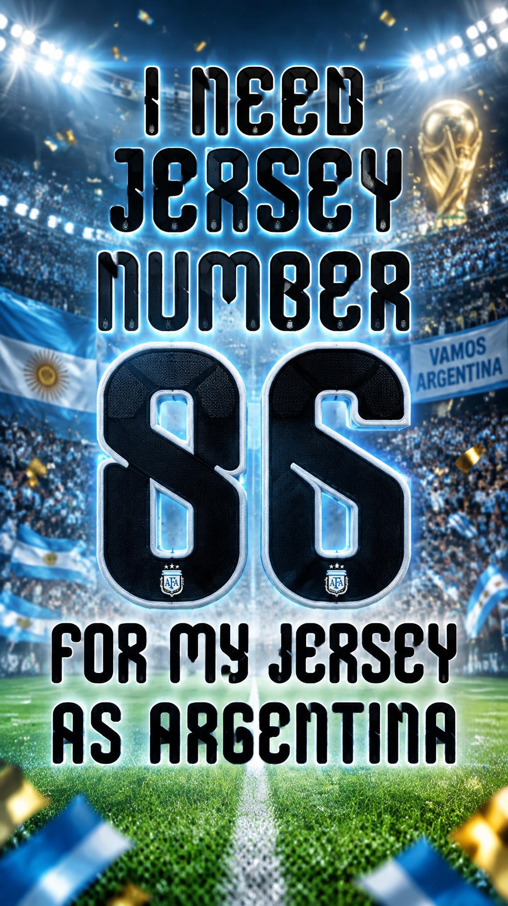 "I need jersey NUMBER 86 FOR MY JERSEY AS ARGENTINA" — Sports Football | AI Text Effect Generator