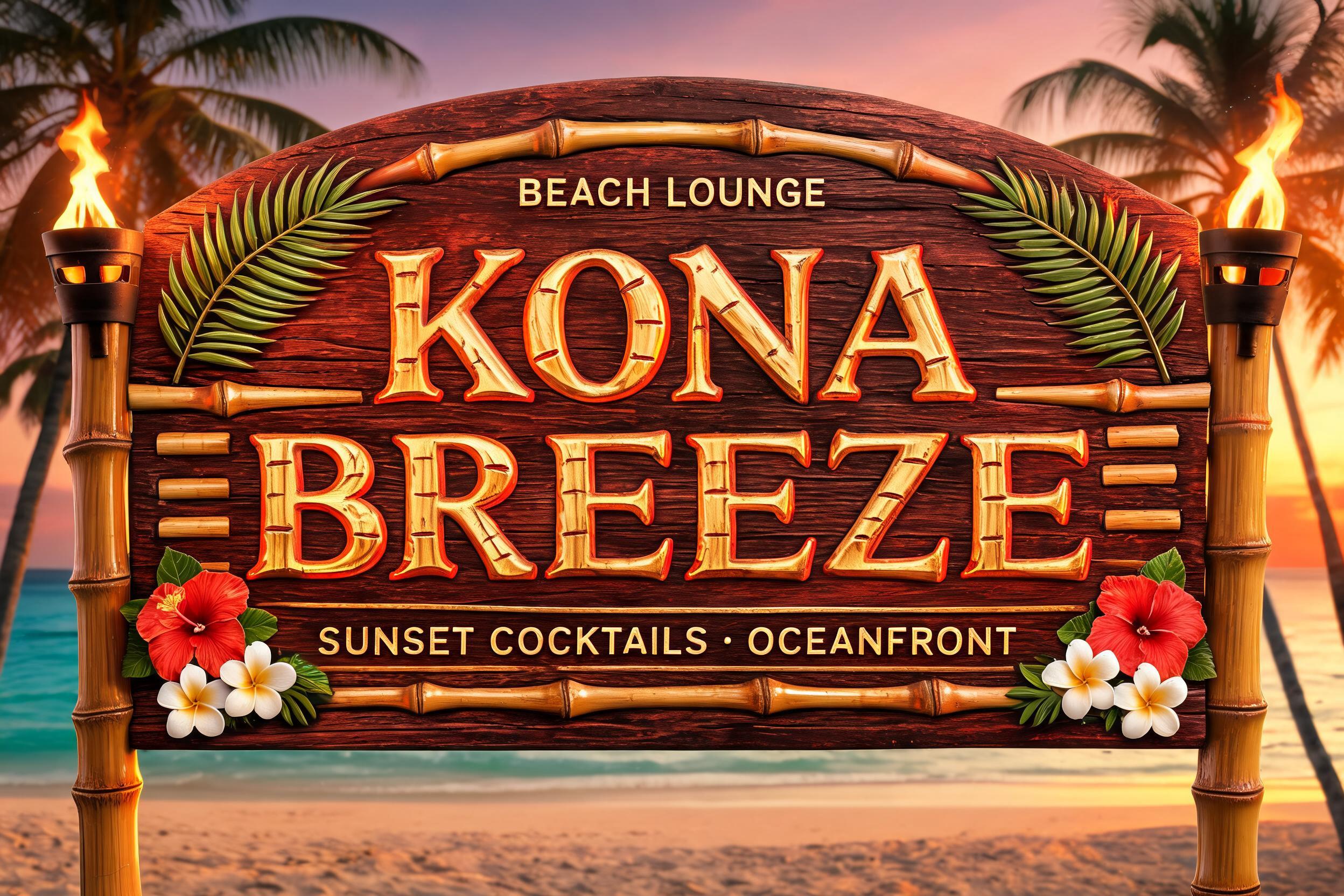 KONA BREEZE
BEACH LOUNGE
SUNSET COCKTAILS · OCEANFRONT