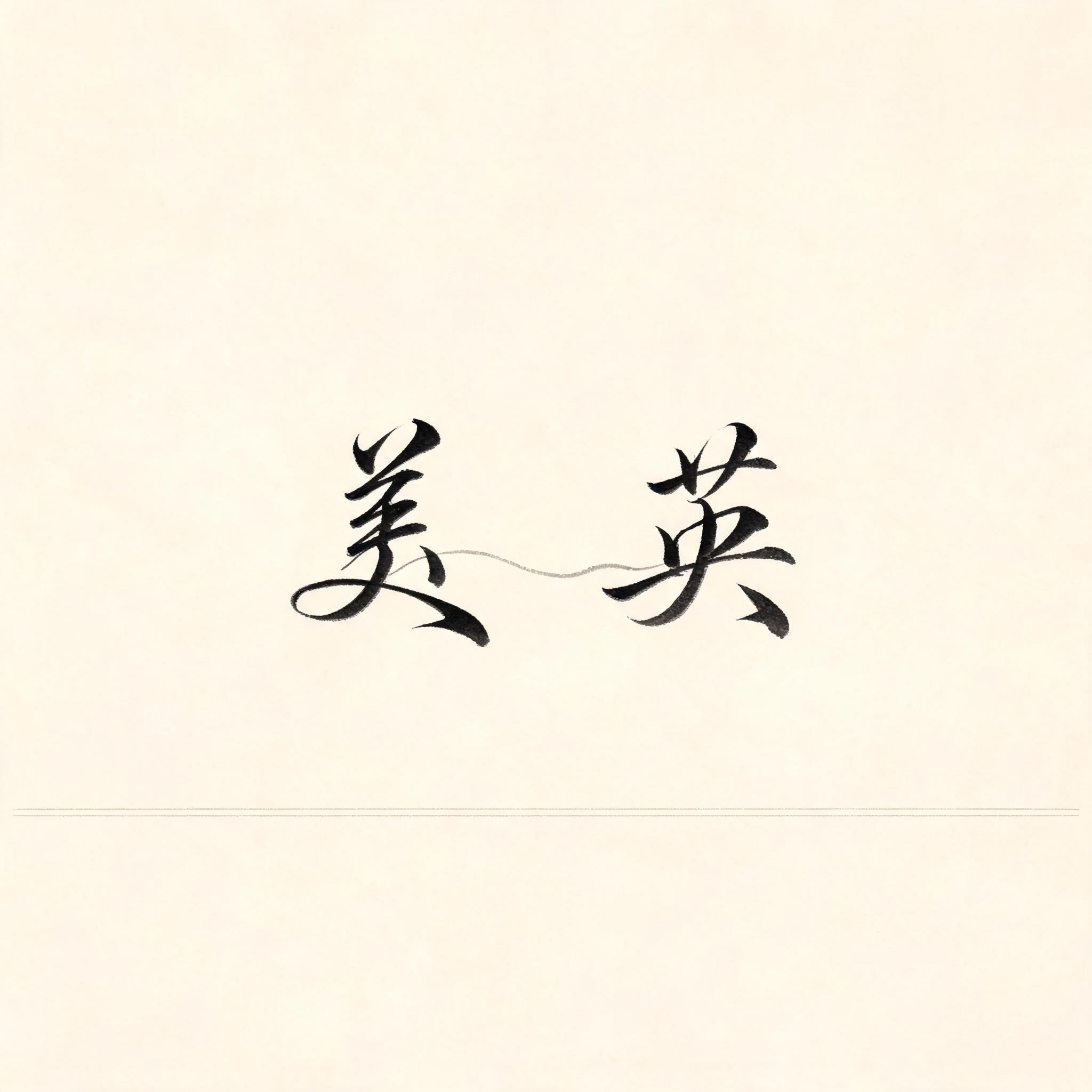 "美英" — Minimal text effect