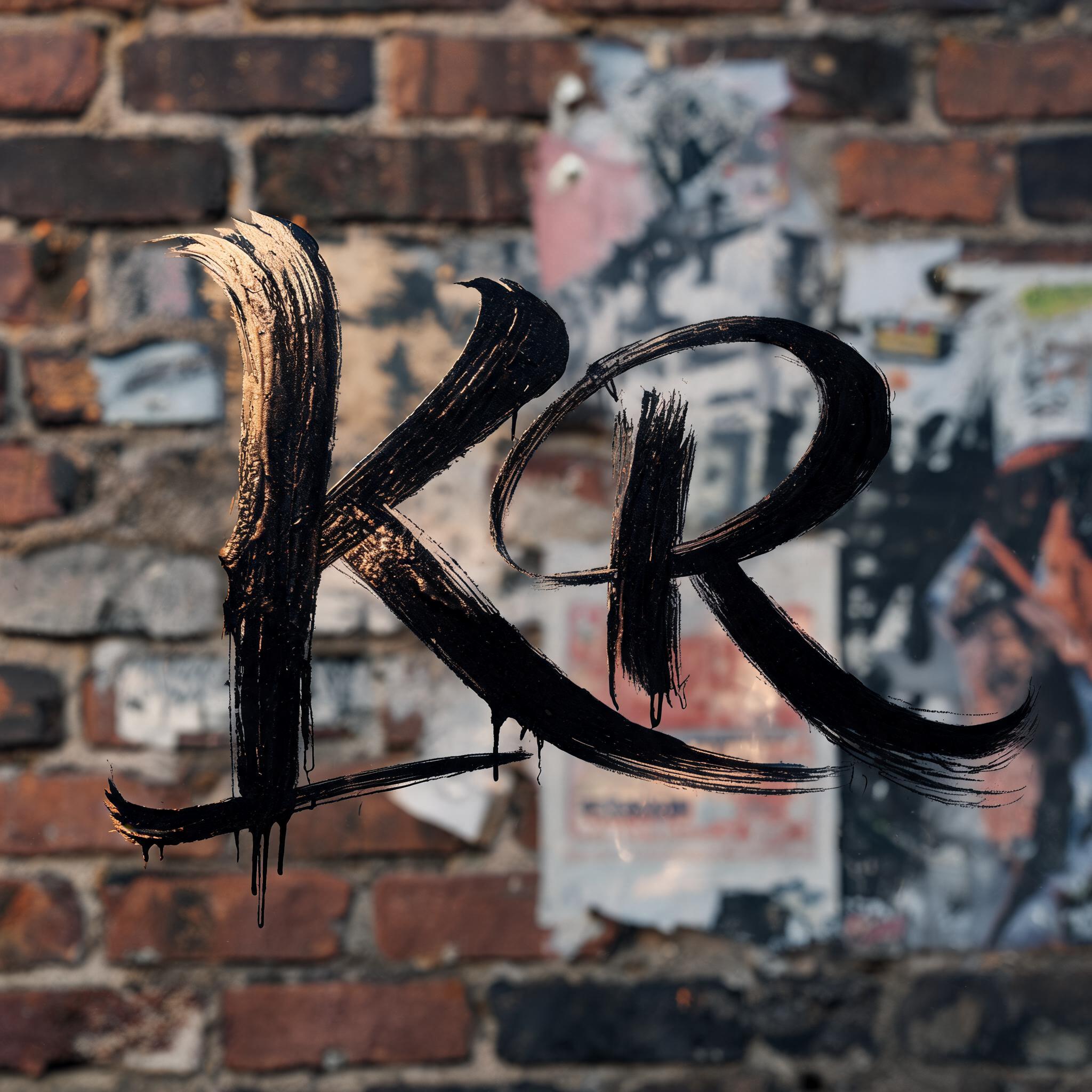 "KR" — Brush Stroke text effect